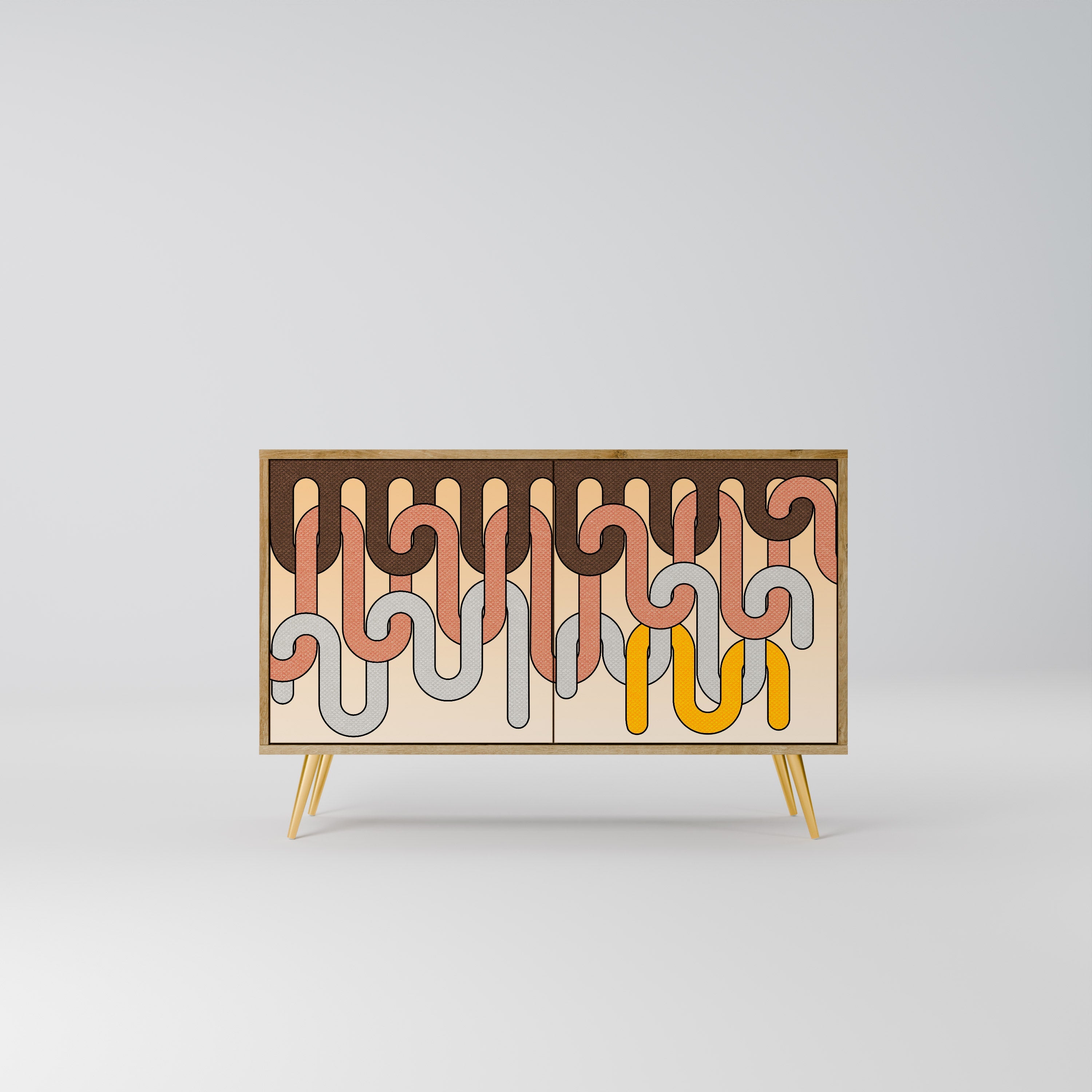 COLORFUL STRINGS Aparador de 2 Portas em Efeito Carvalho