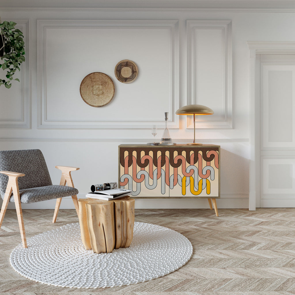 COLORFUL STRINGS Aparador de 2 Portas em Efeito Carvalho