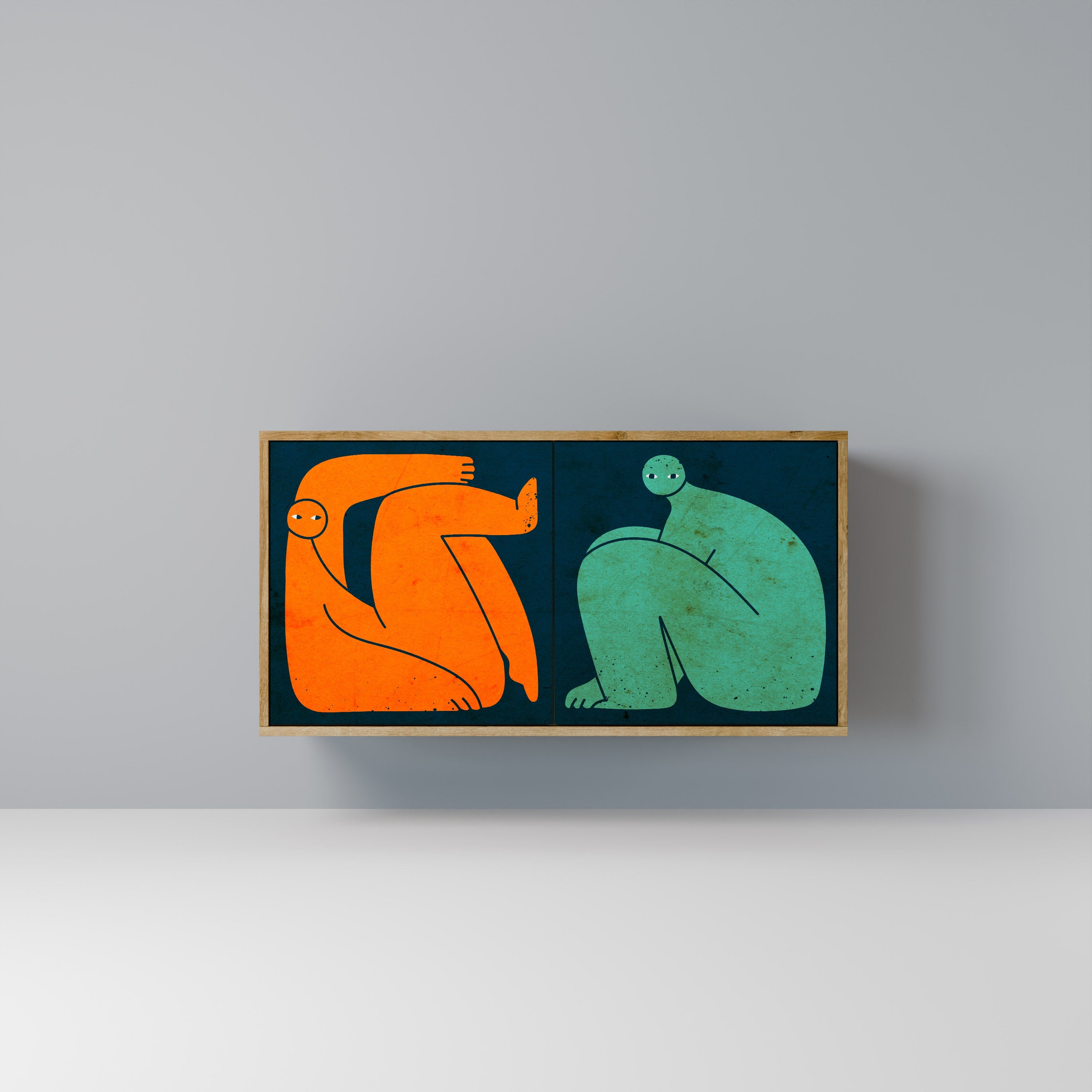 TOGETHER BUT SEPARATELY Aparador de 2 Portas em Efeito Carvalho