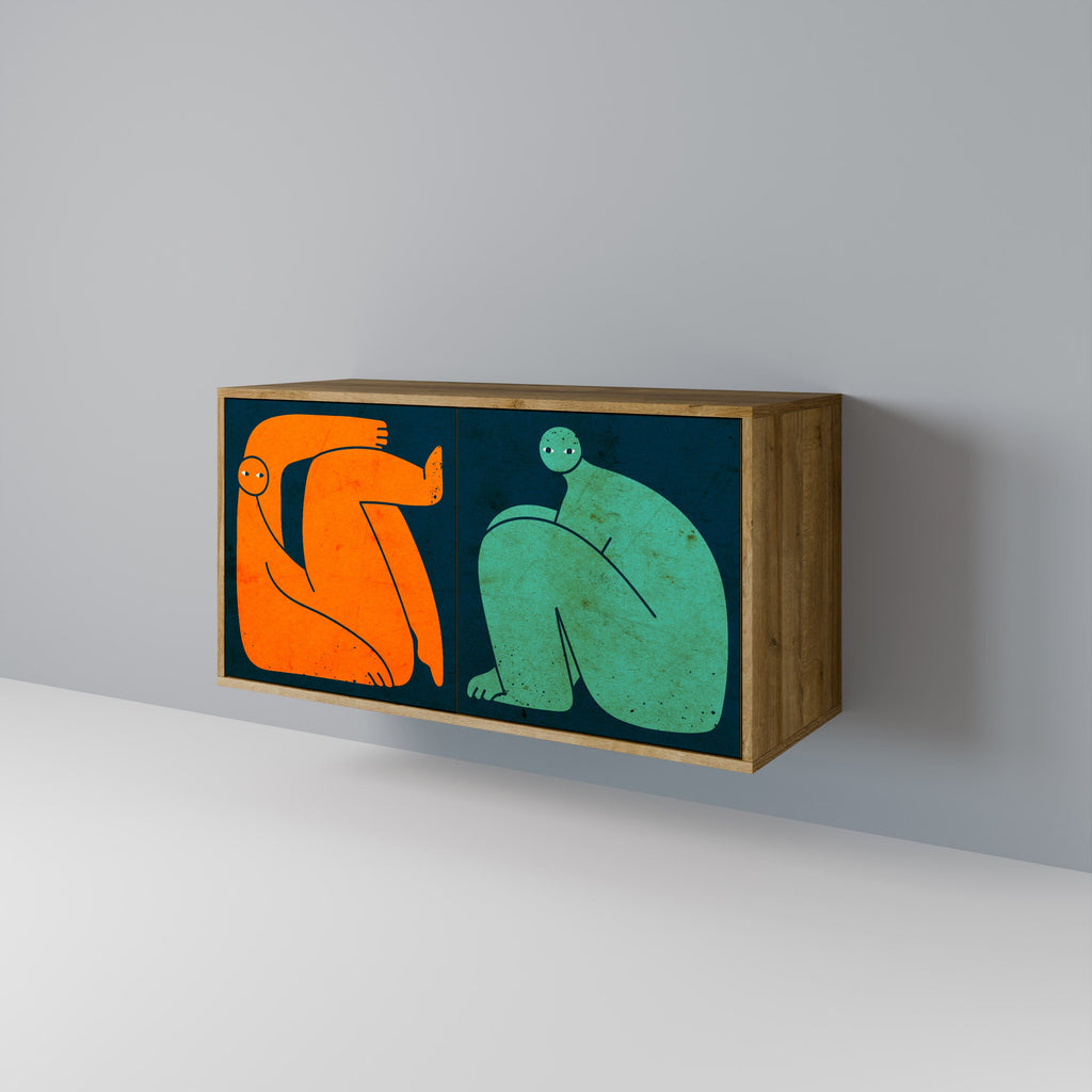 TOGETHER BUT SEPARATELY Aparador de 2 Portas em Efeito Carvalho