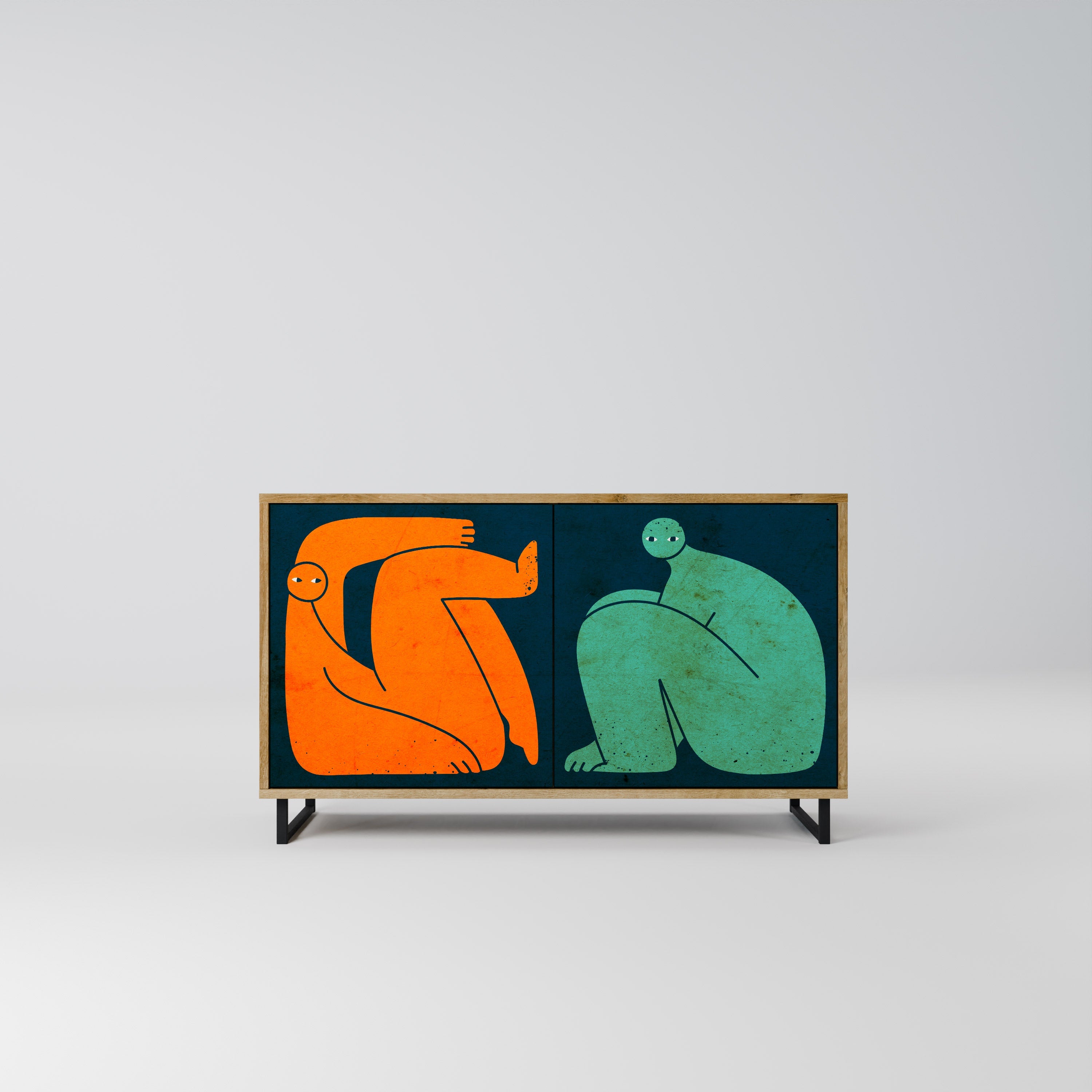 TOGETHER BUT SEPARATELY Aparador de 2 Portas em Efeito Carvalho