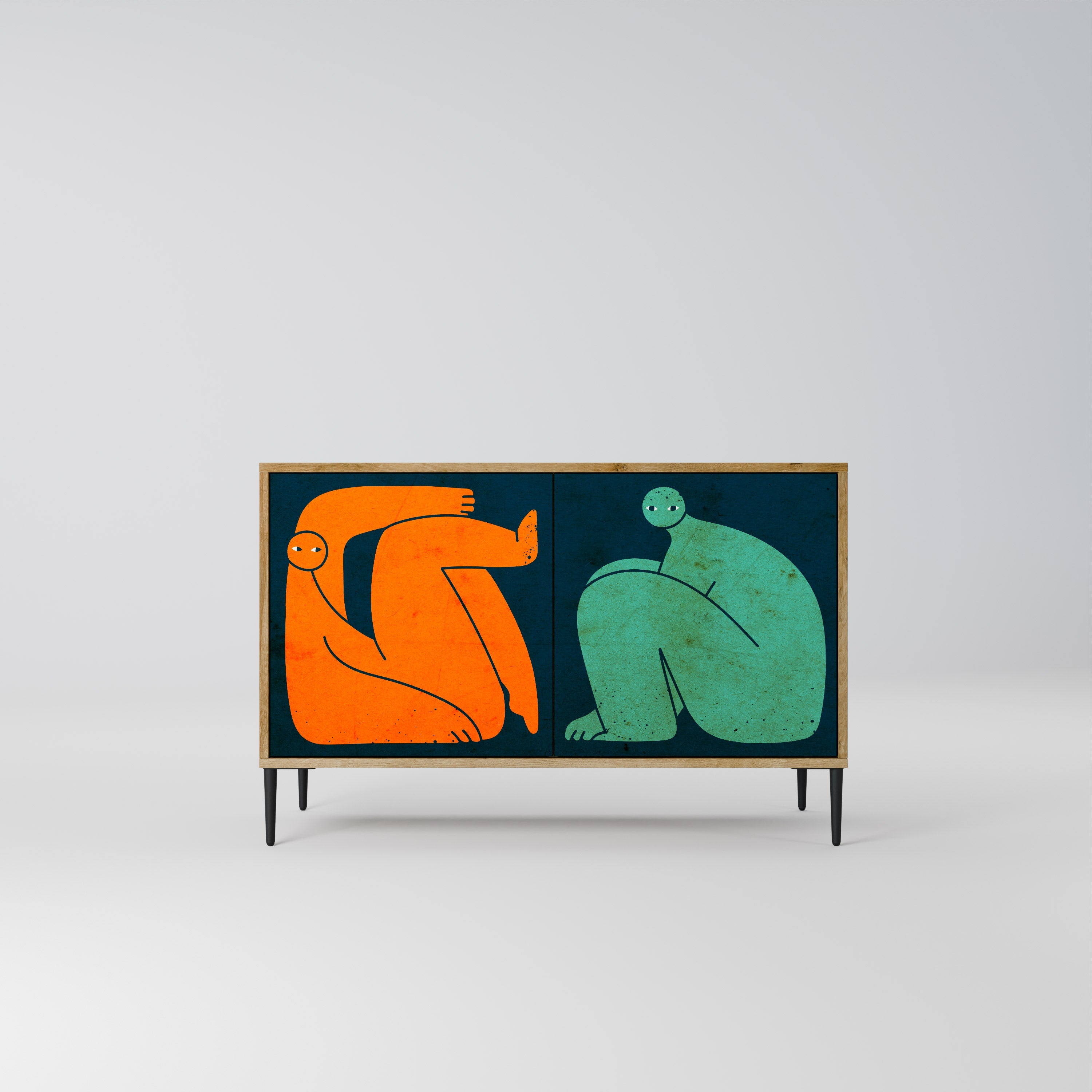 TOGETHER BUT SEPARATELY Aparador de 2 Portas em Efeito Carvalho