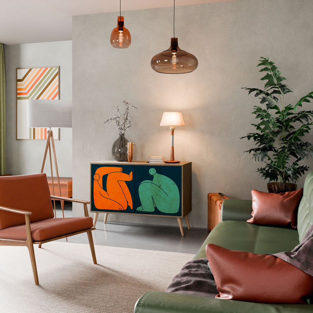 TOGETHER BUT SEPARATELY Aparador de 2 Portas em Efeito Carvalho