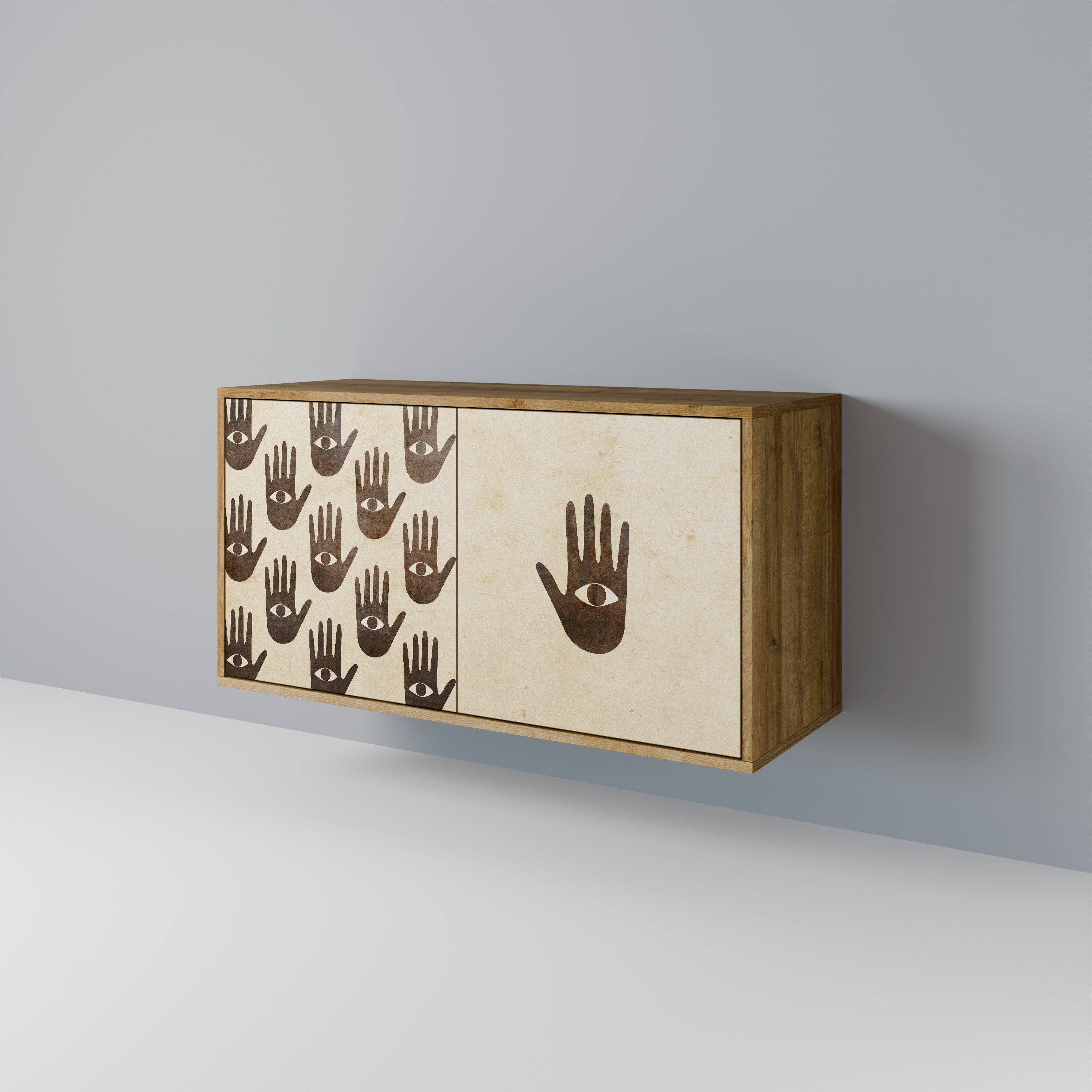 SEE MORE Aparador de 2 Portas em Efeito Carvalho