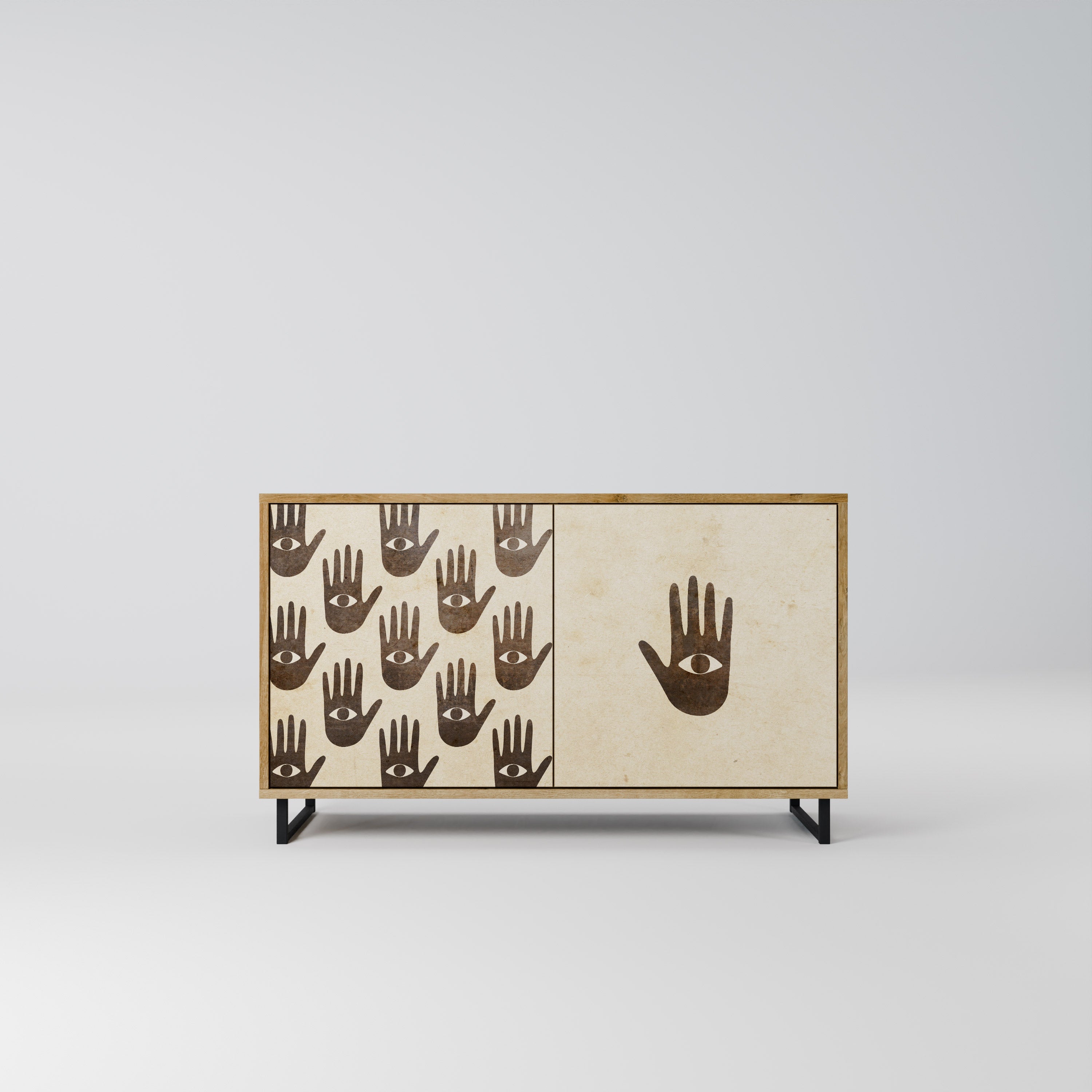 SEE MORE Aparador de 2 Portas em Efeito Carvalho