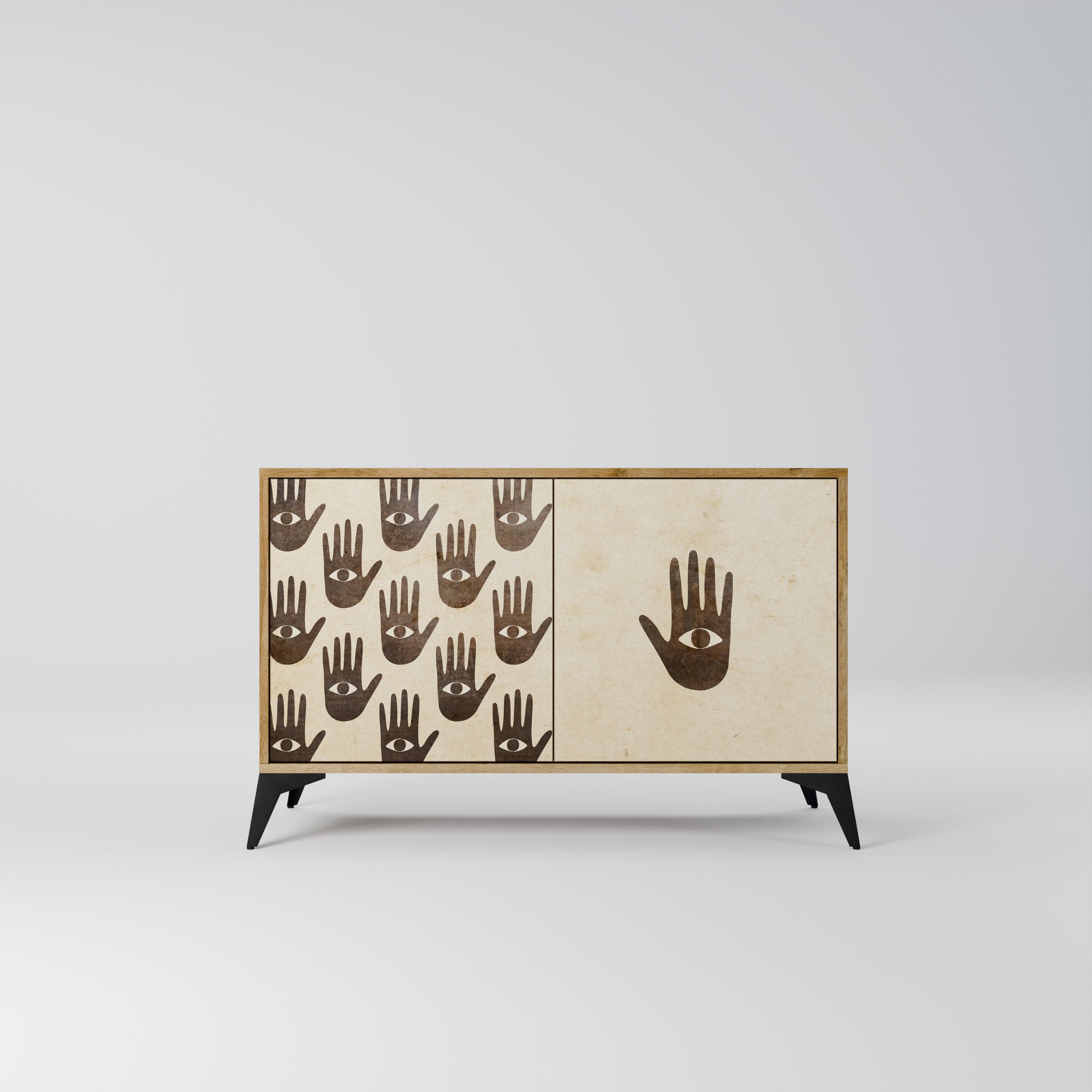 SEE MORE Aparador de 2 Portas em Efeito Carvalho