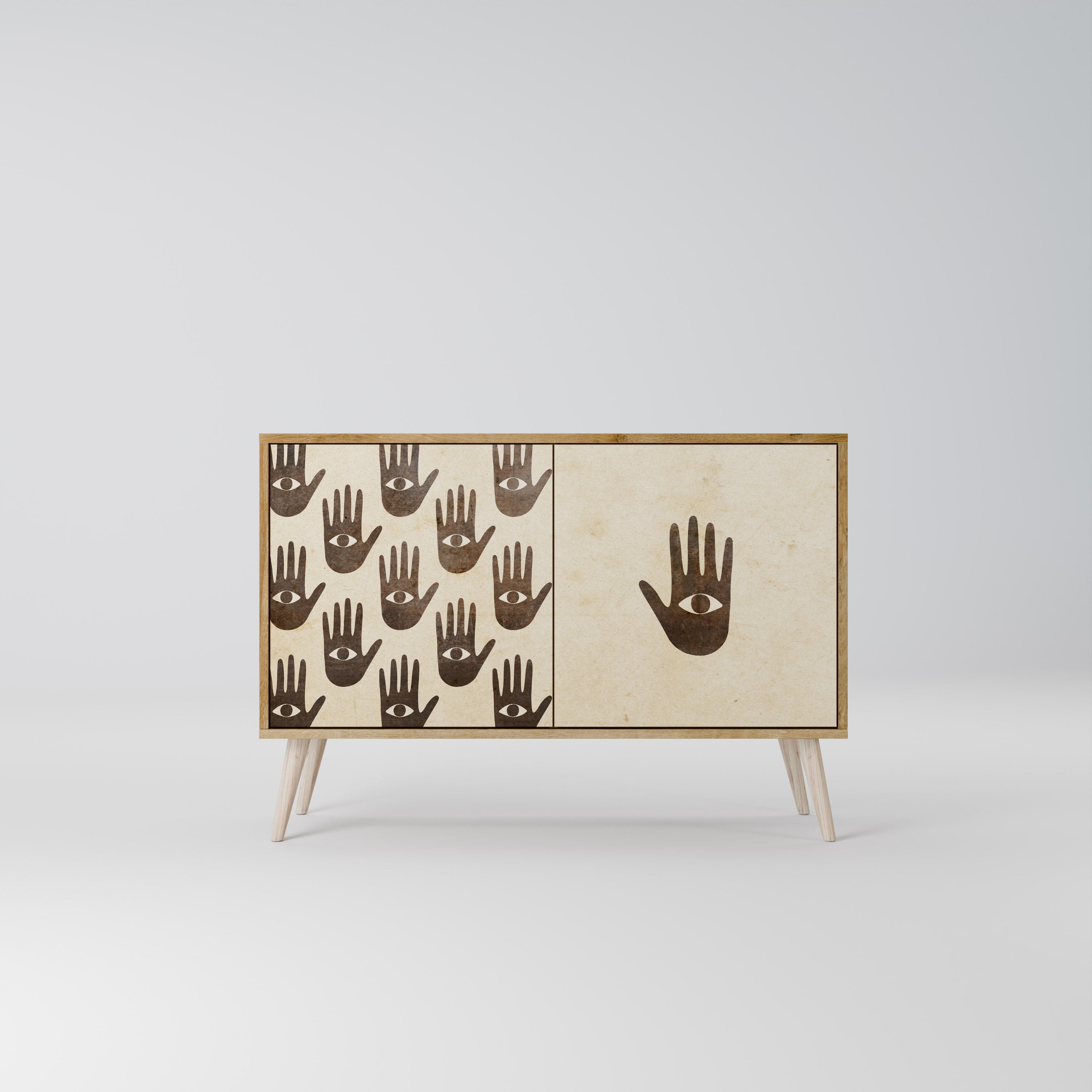 SEE MORE Aparador de 2 Portas em Efeito Carvalho