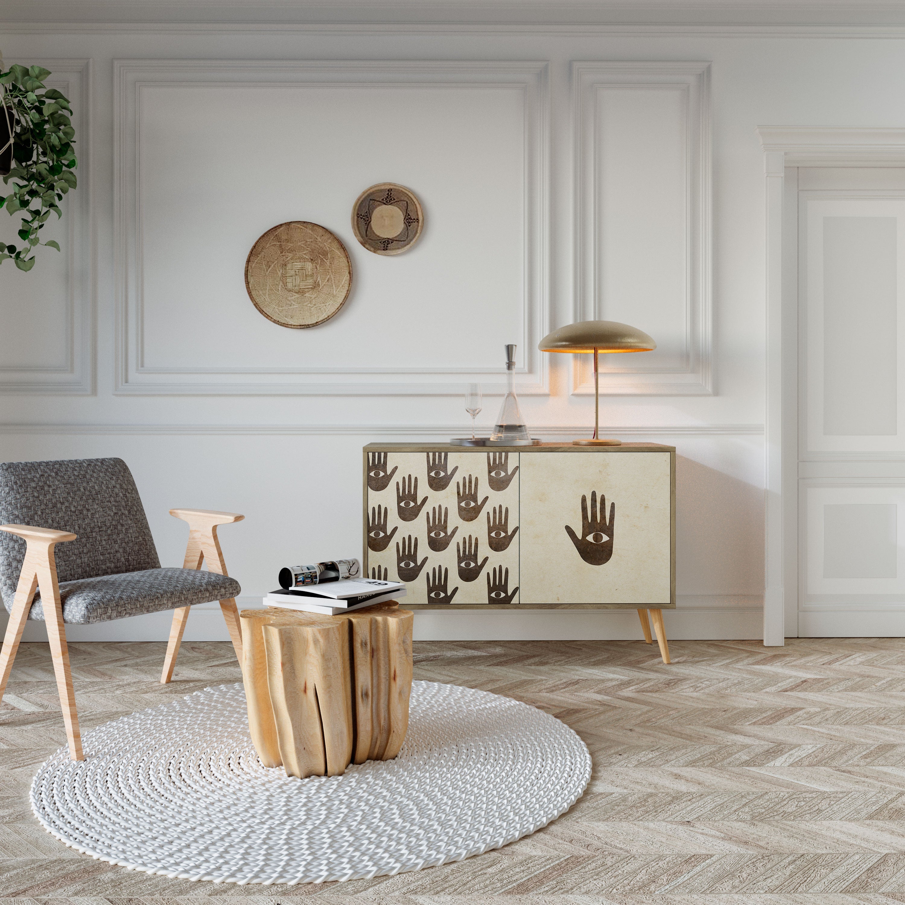 SEE MORE Aparador de 2 Portas em Efeito Carvalho