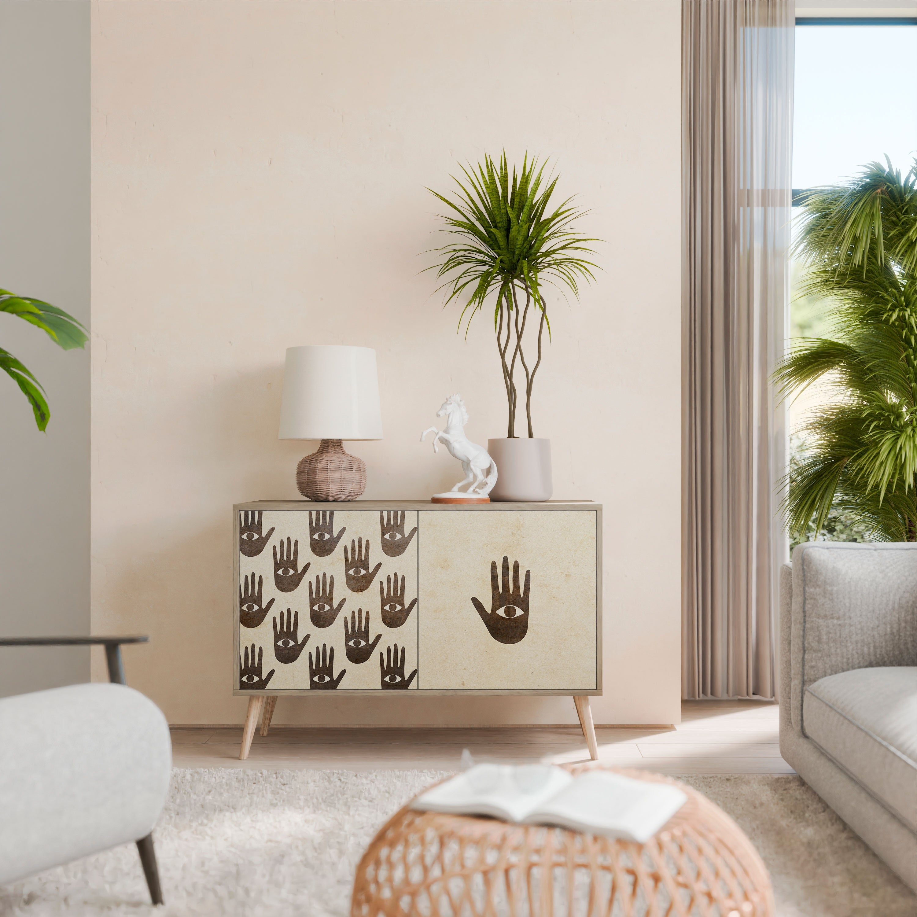 SEE MORE Aparador de 2 Portas em Efeito Carvalho