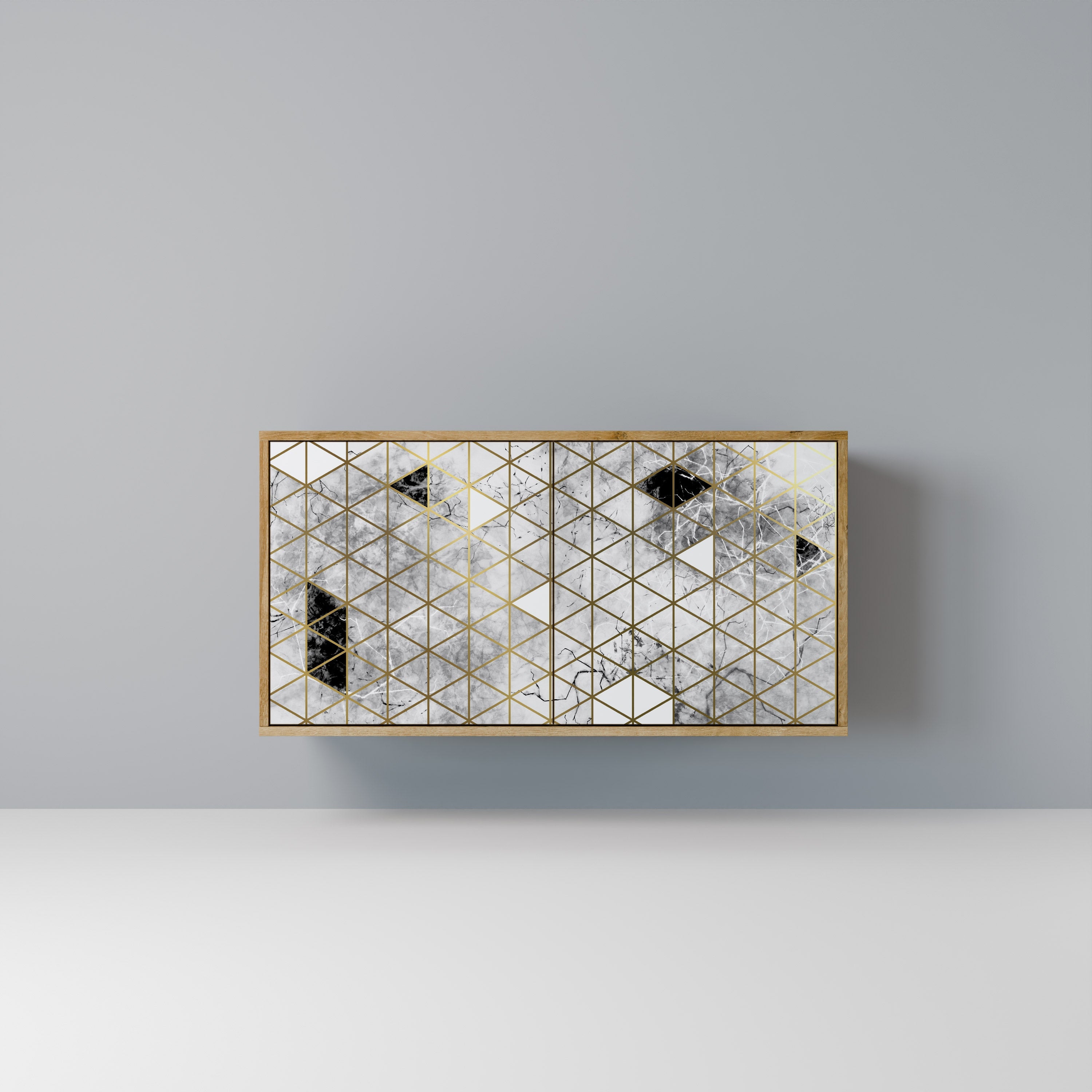 ASHEN ARIA Aparador de 2 Portas em Efeito Carvalho