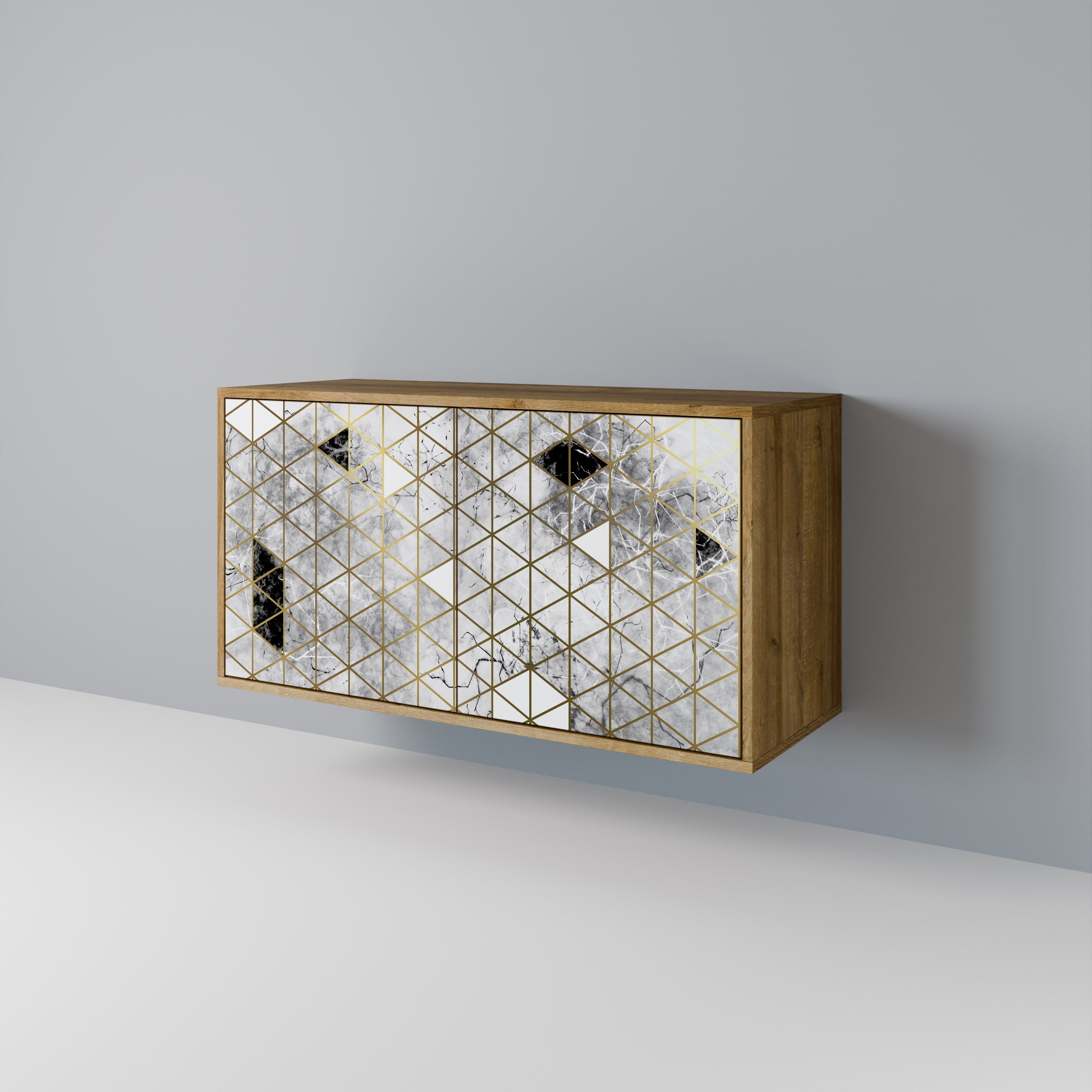 ASHEN ARIA Aparador de 2 Portas em Efeito Carvalho