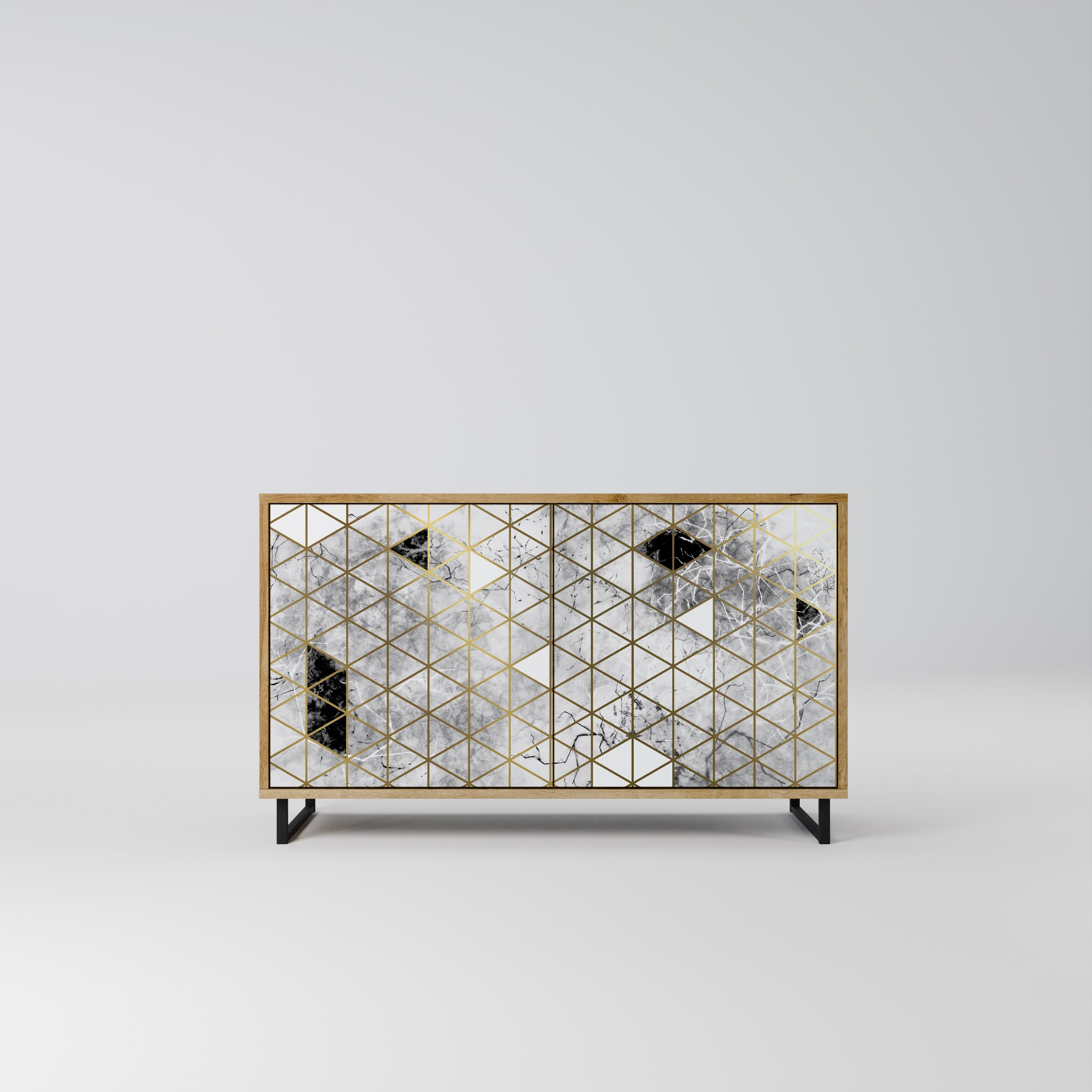 ASHEN ARIA Aparador de 2 Portas em Efeito Carvalho