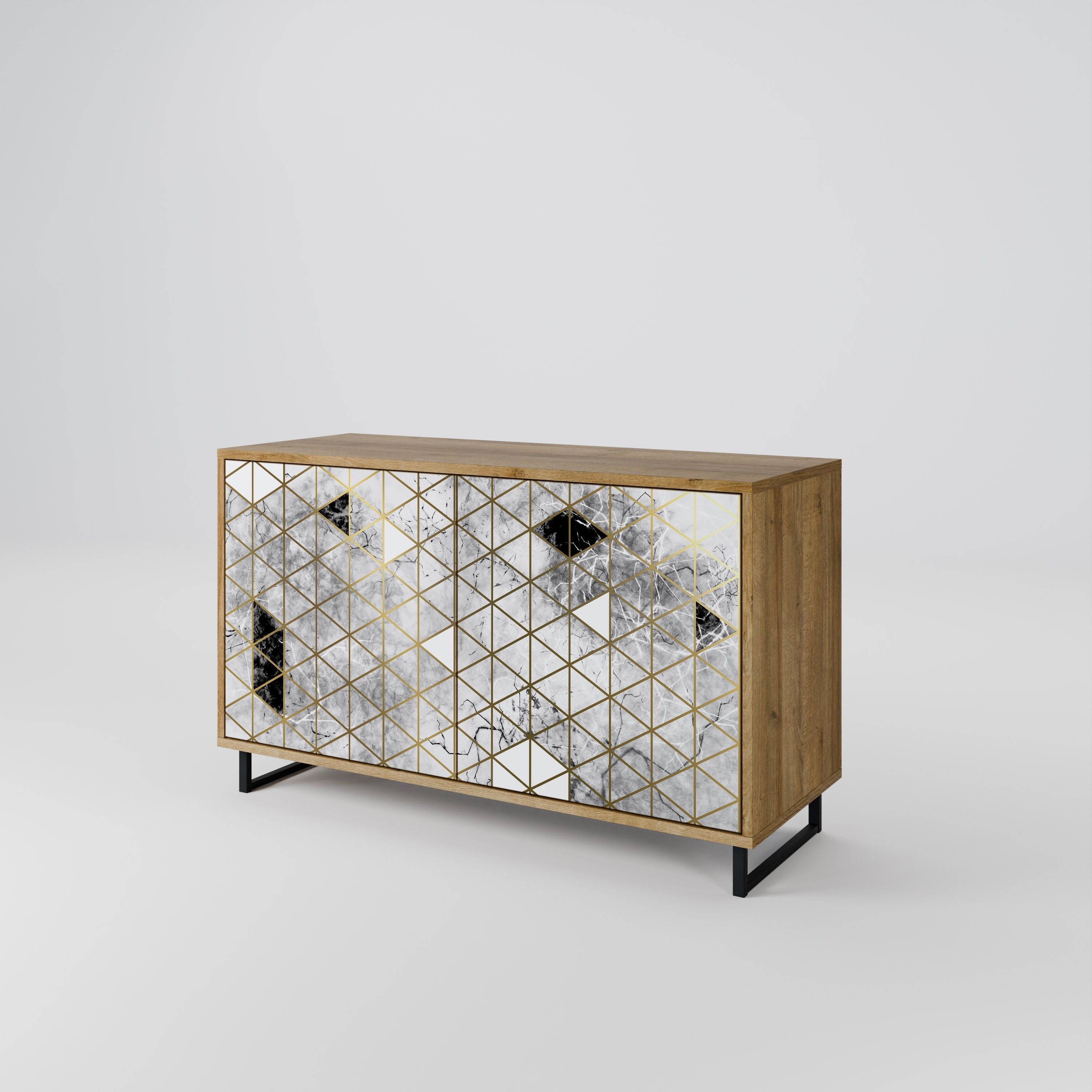 ASHEN ARIA Aparador de 2 Portas em Efeito Carvalho