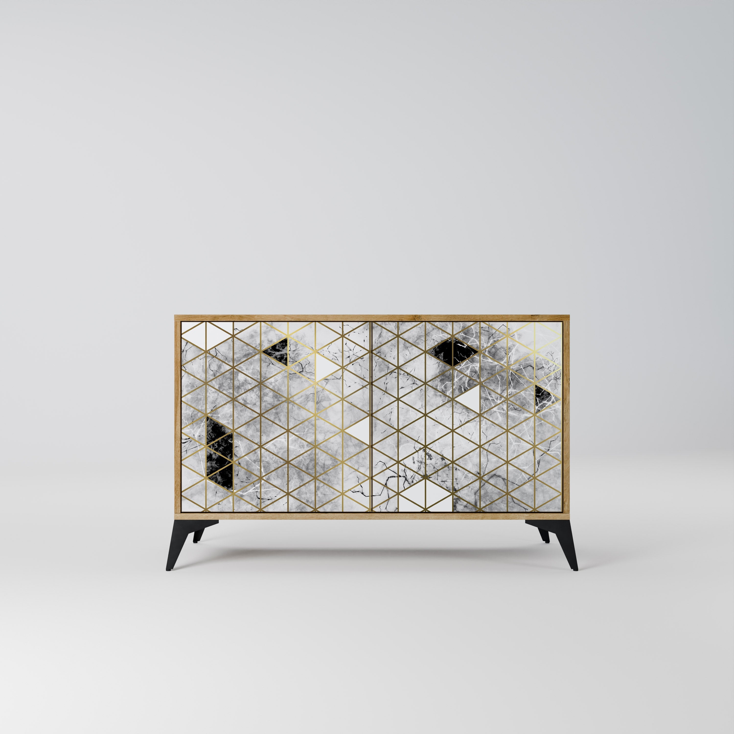 ASHEN ARIA Aparador de 2 Portas em Efeito Carvalho