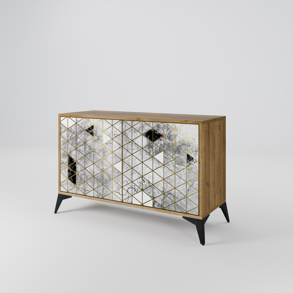 ASHEN ARIA Aparador de 2 Portas em Efeito Carvalho