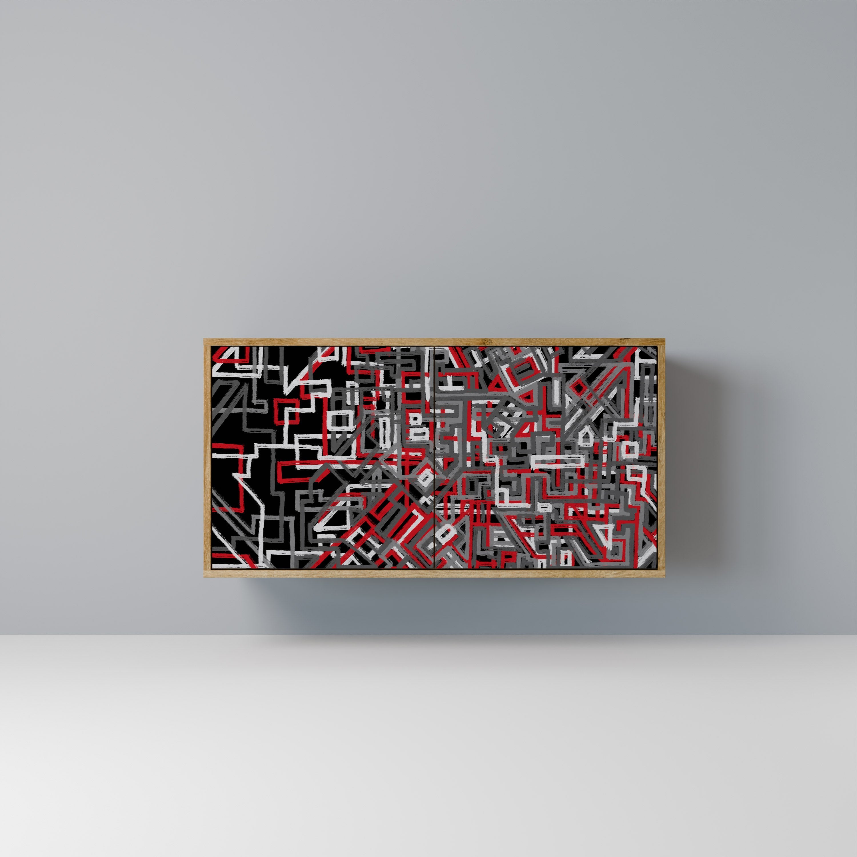 BROKEN LINES Aparador de 2 Portas em Efeito Carvalho