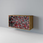 BROKEN LINES Aparador de 2 Portas em Efeito Carvalho