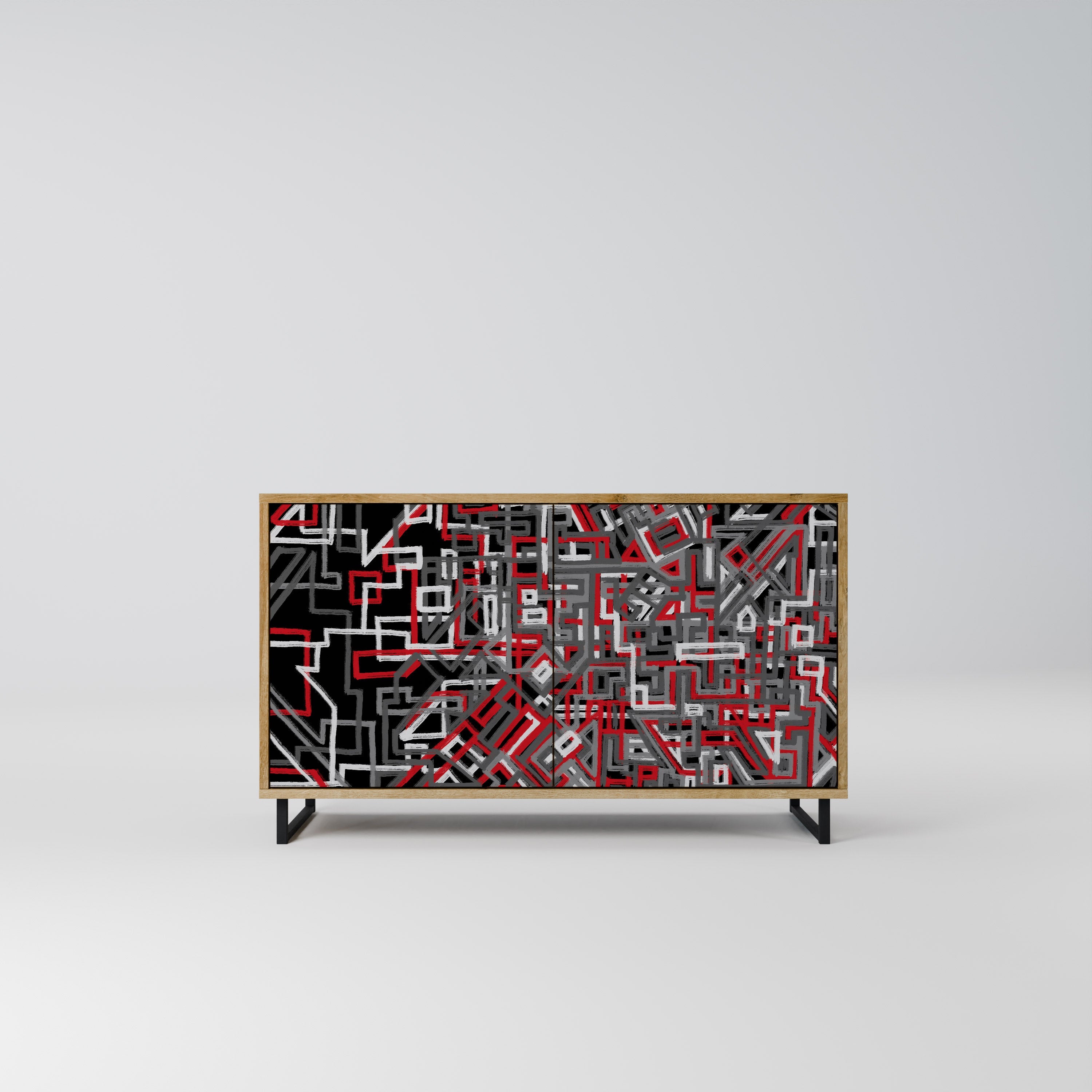 BROKEN LINES Aparador de 2 Portas em Efeito Carvalho