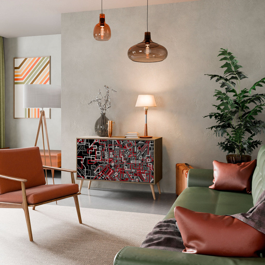 BROKEN LINES Aparador de 2 Portas em Efeito Carvalho