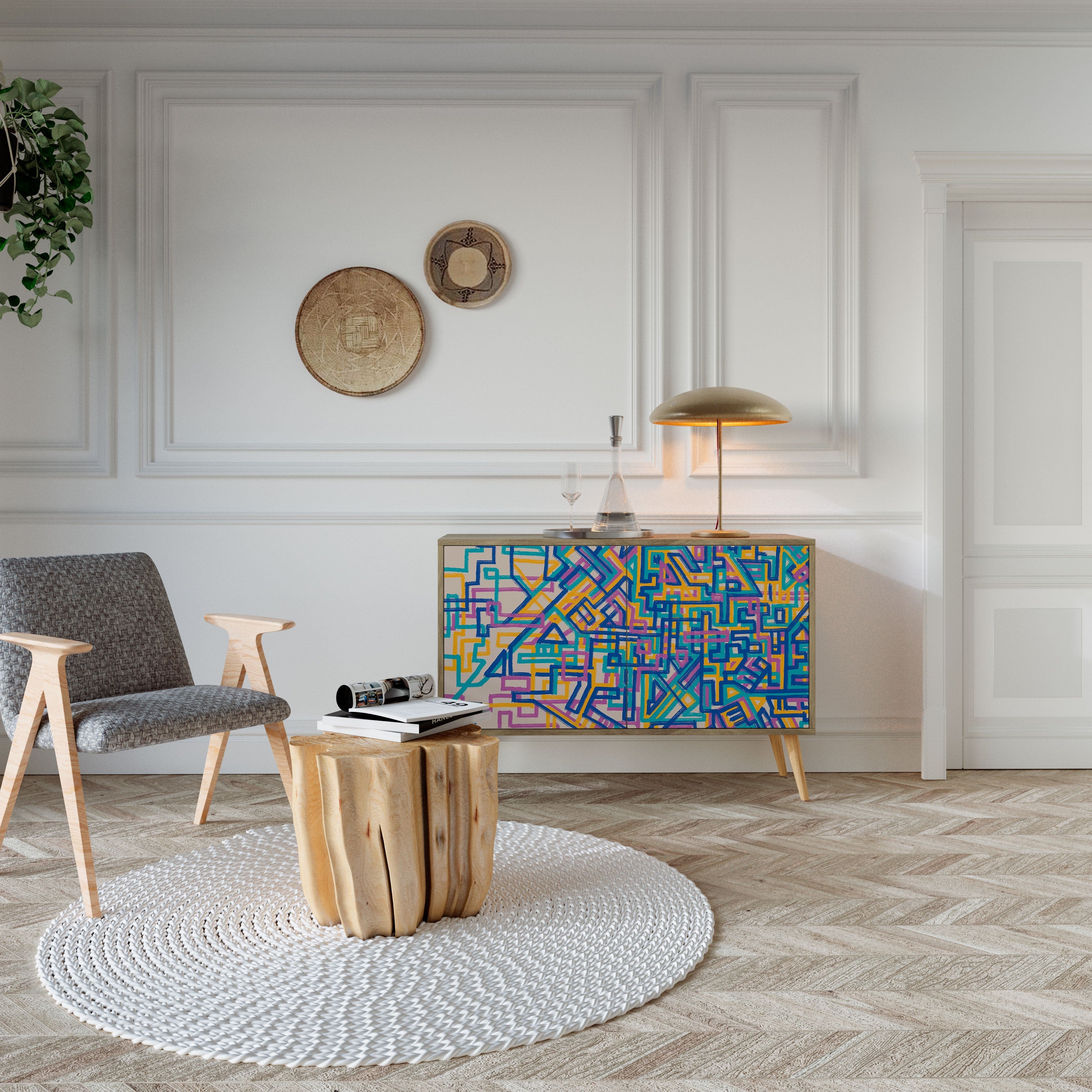 MEMORIES MAP Aparador de 2 Portas em Efeito Carvalho