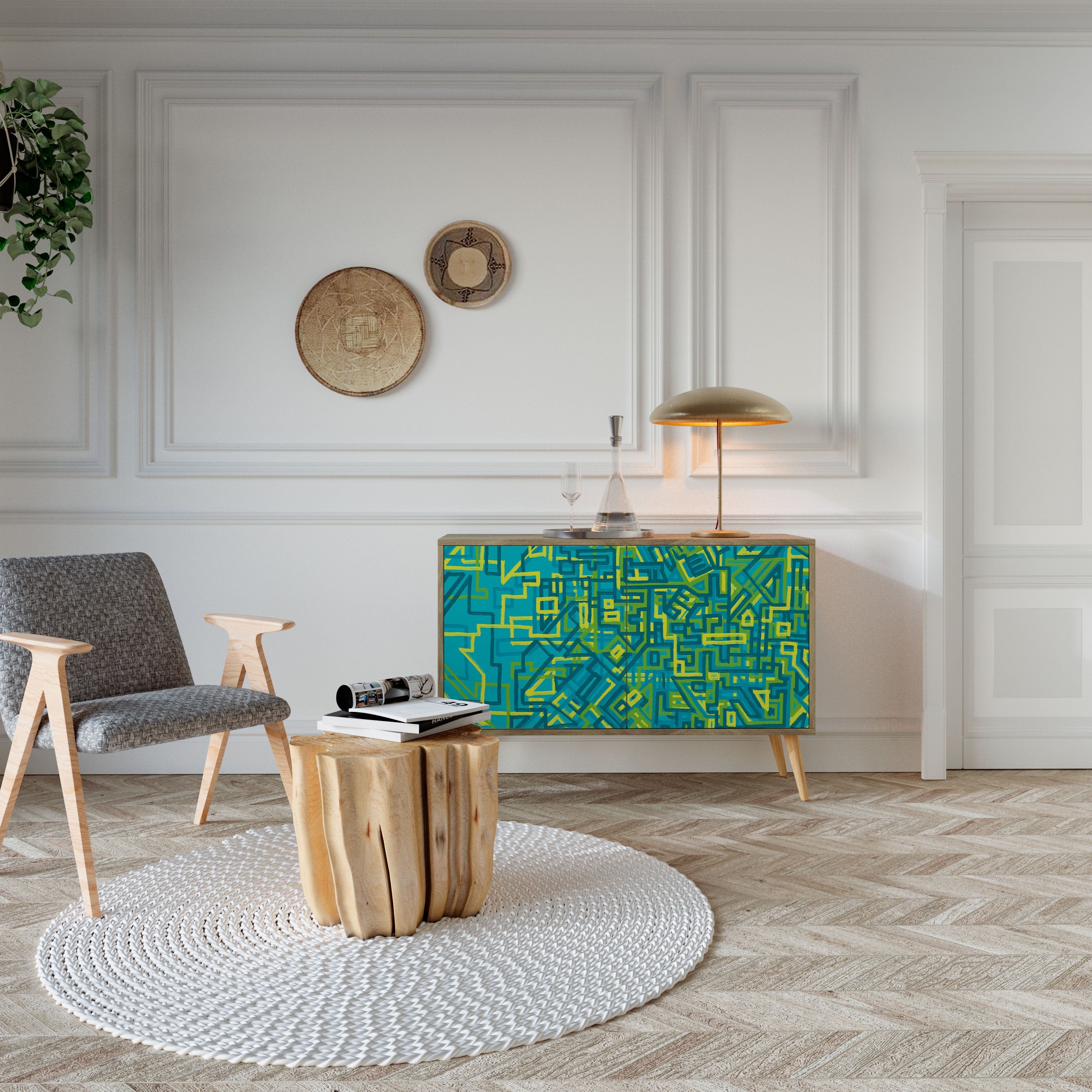 NOSTALGIC MEMORIES Aparador de 2 Portas em Efeito Carvalho