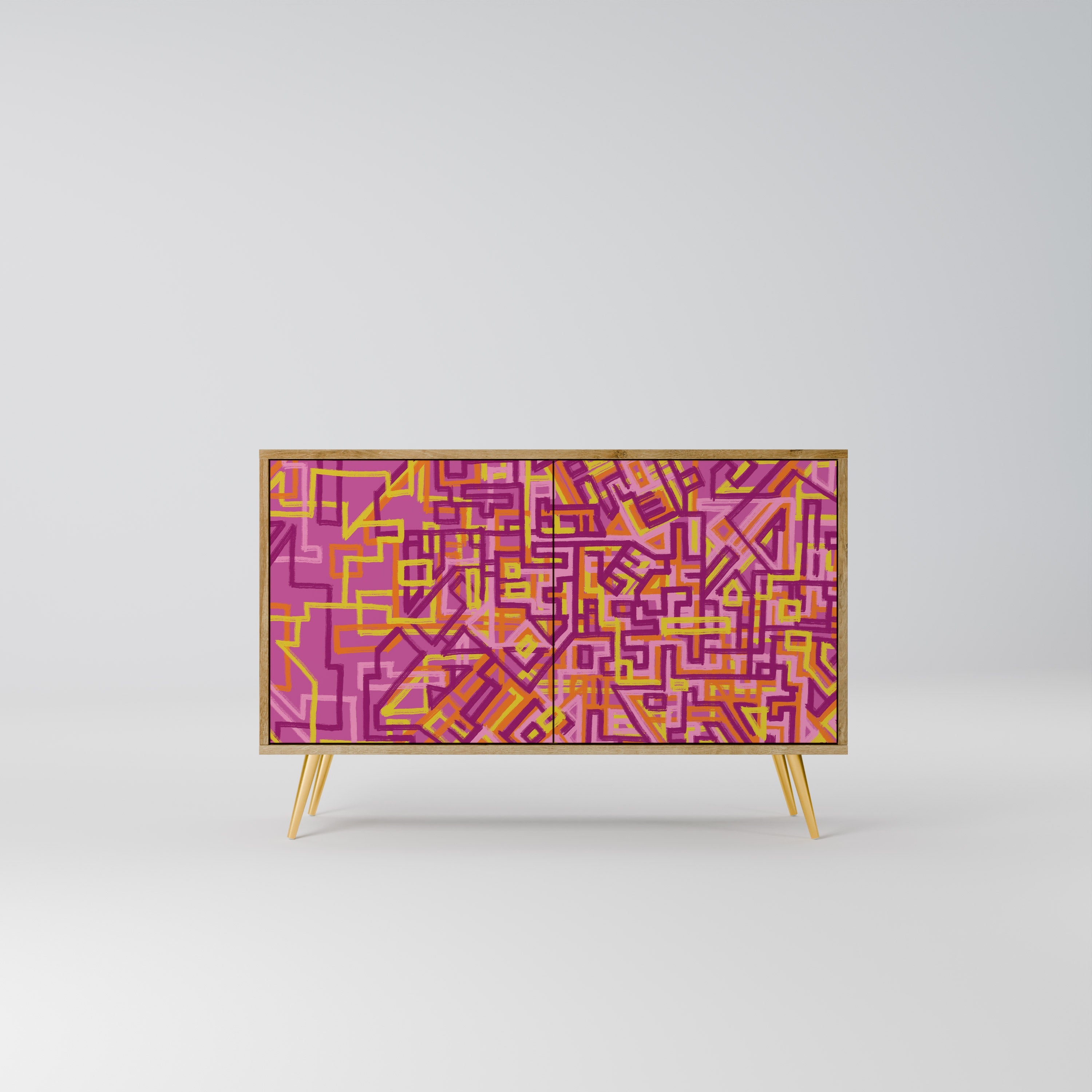 LOVELY MEMORIES Aparador de 2 Portas em Efeito Carvalho