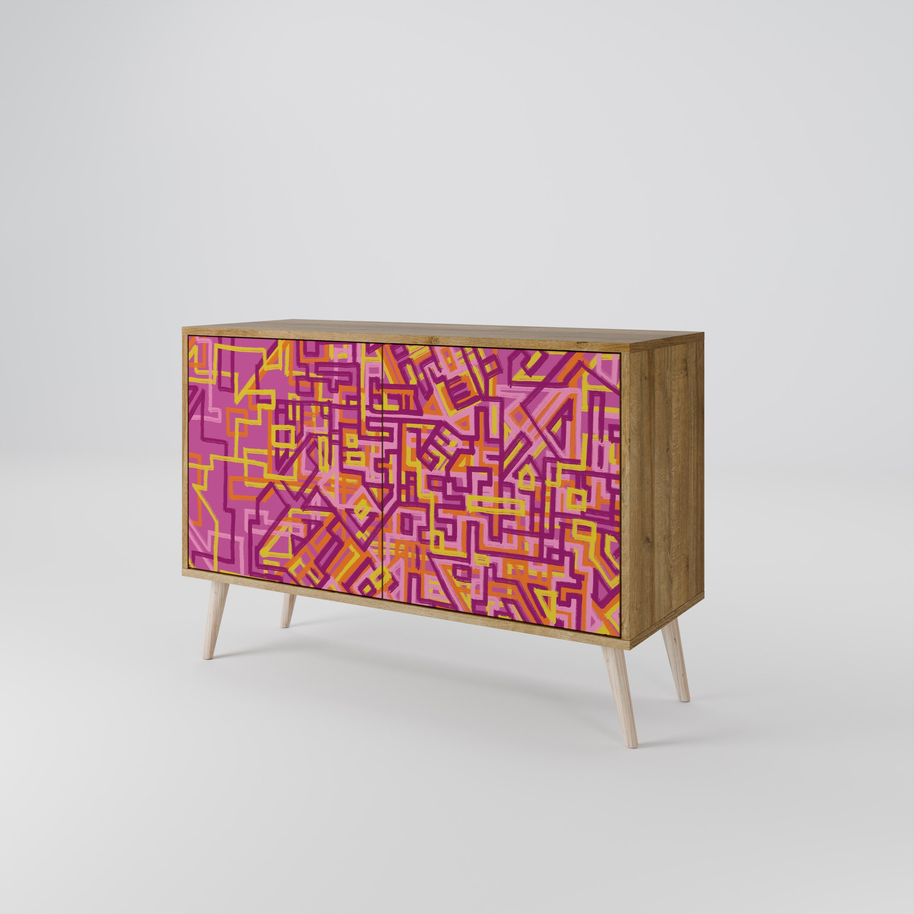 LOVELY MEMORIES Aparador de 2 Portas em Efeito Carvalho