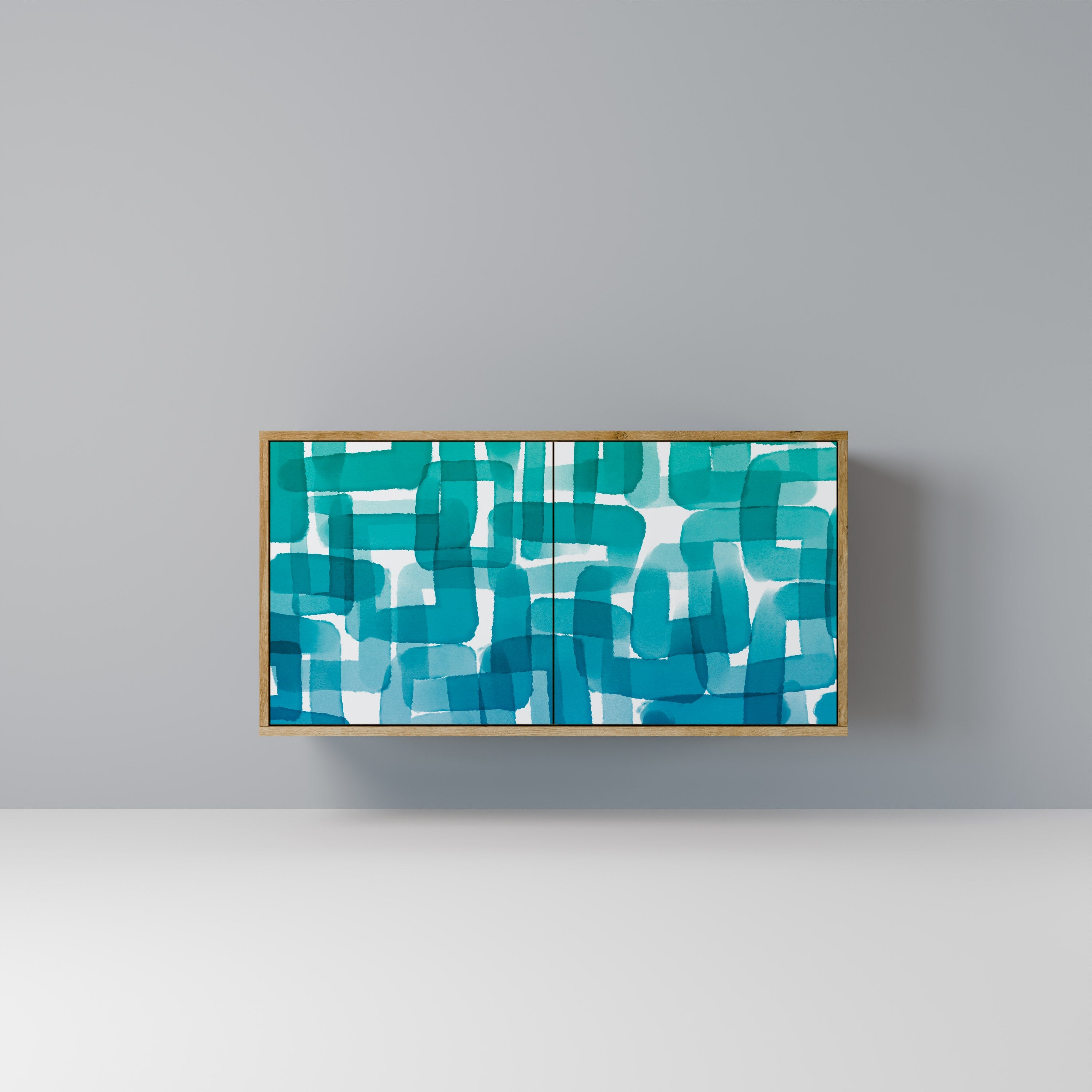 TURQUOISE RECTANGLES Aparador de 2 Portas em Efeito Carvalho