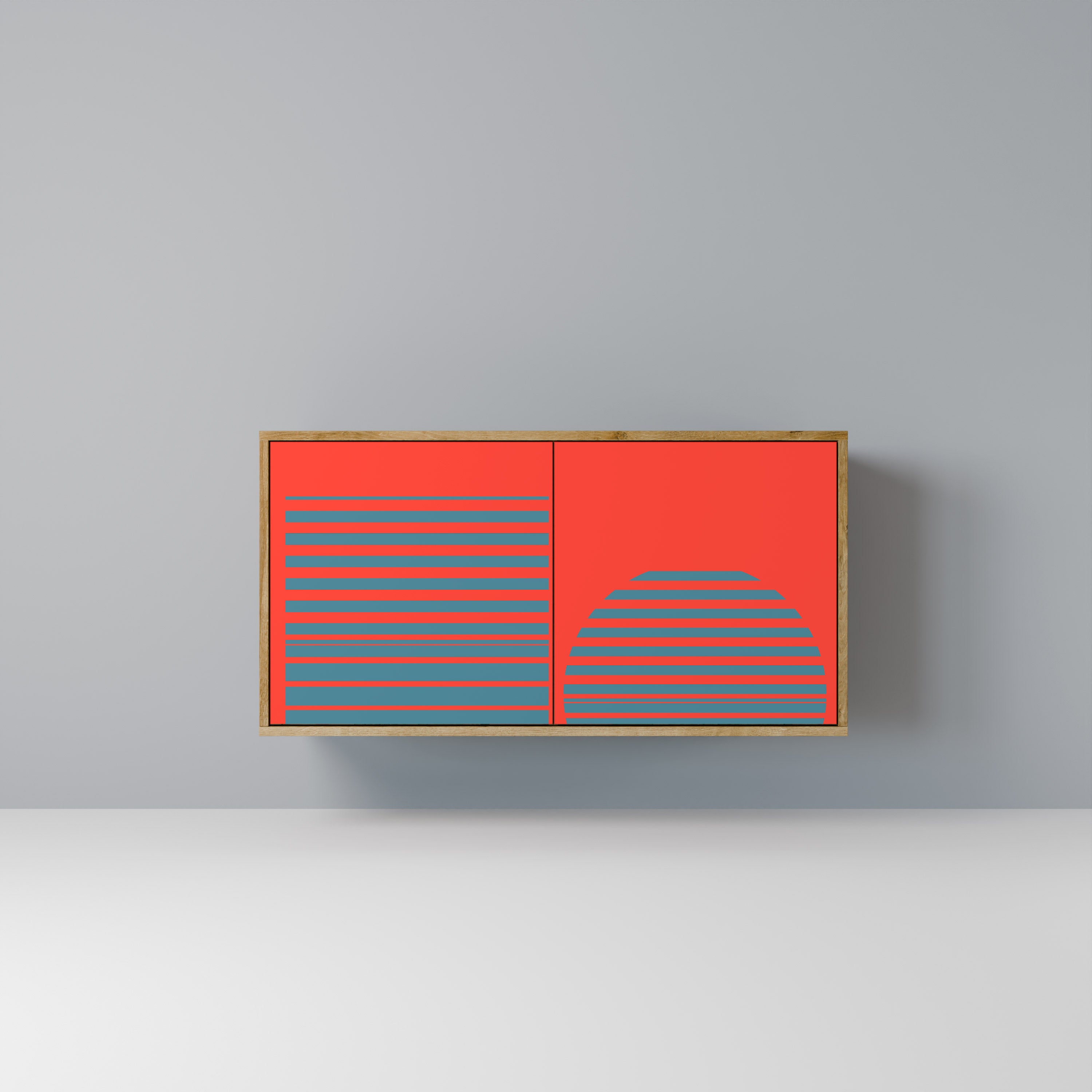 RISING GEOMETRY STARS Aparador de 2 Portas em Efeito Carvalho