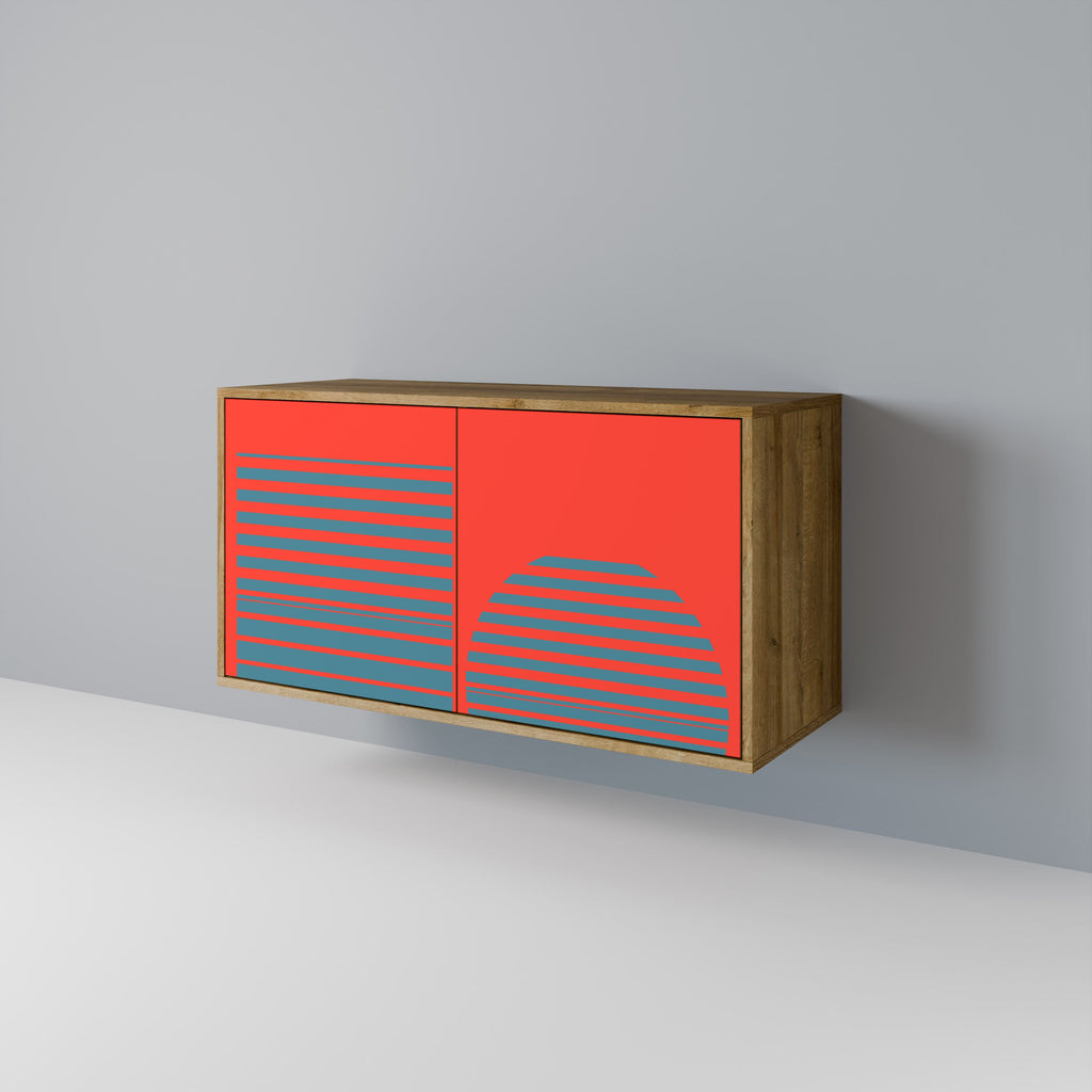 RISING GEOMETRY STARS Aparador de 2 Portas em Efeito Carvalho