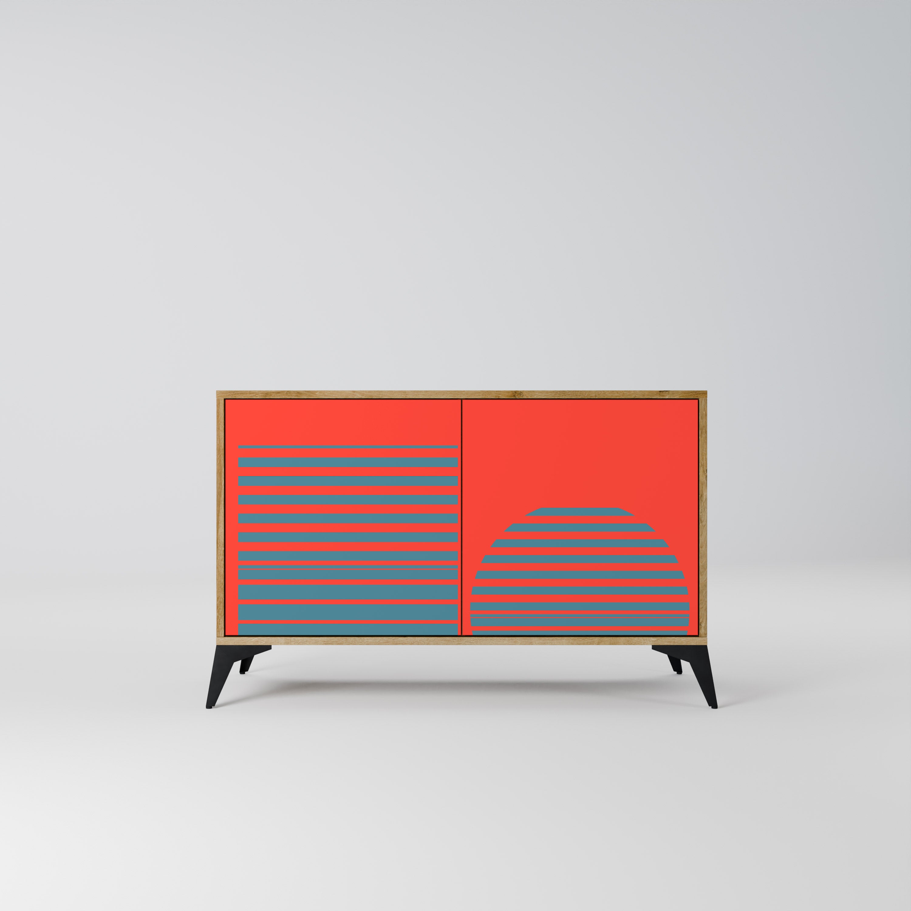 RISING GEOMETRY STARS Aparador de 2 Portas em Efeito Carvalho