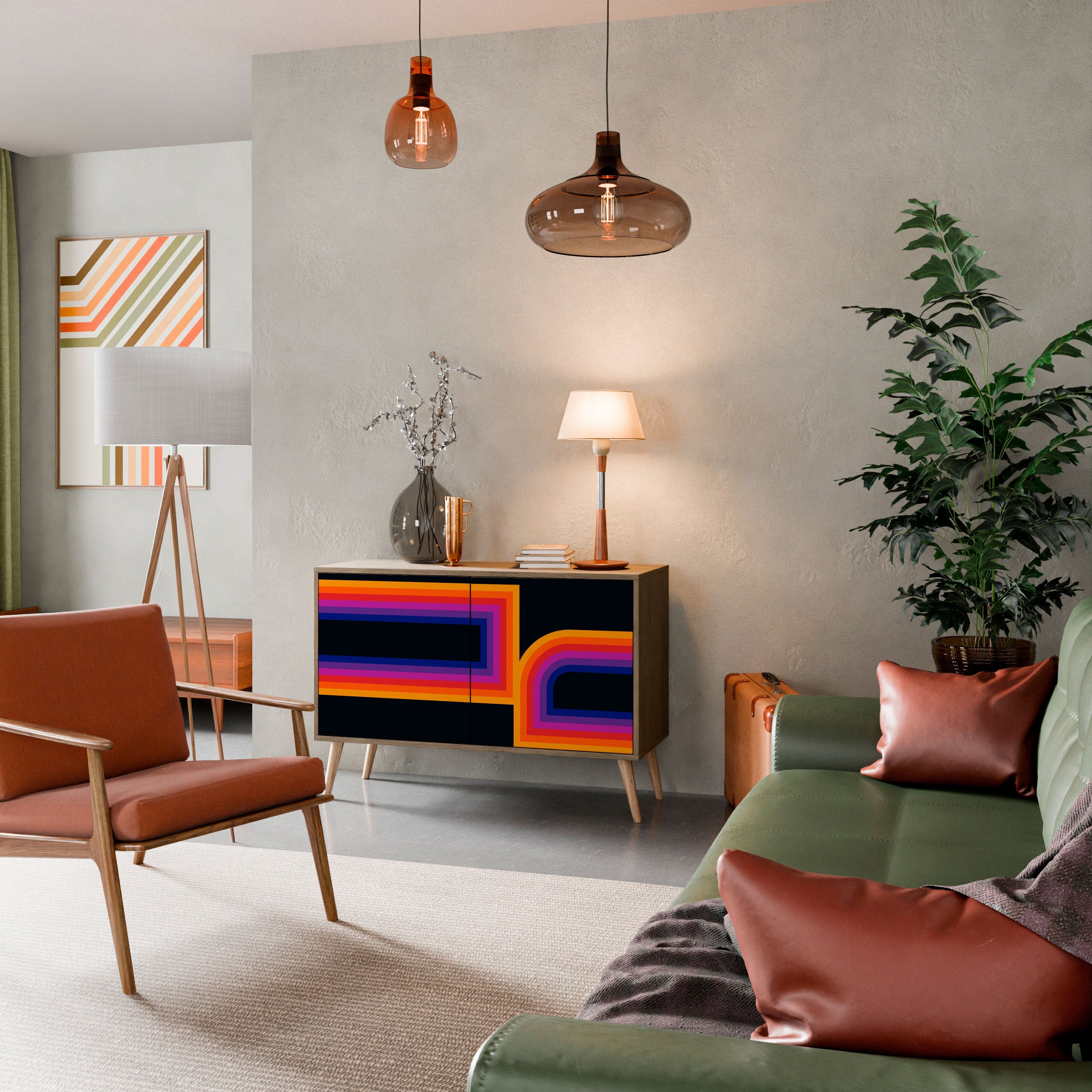 BLINDED BY THE LIGHTS Aparador de 2 Portas em Efeito Carvalho