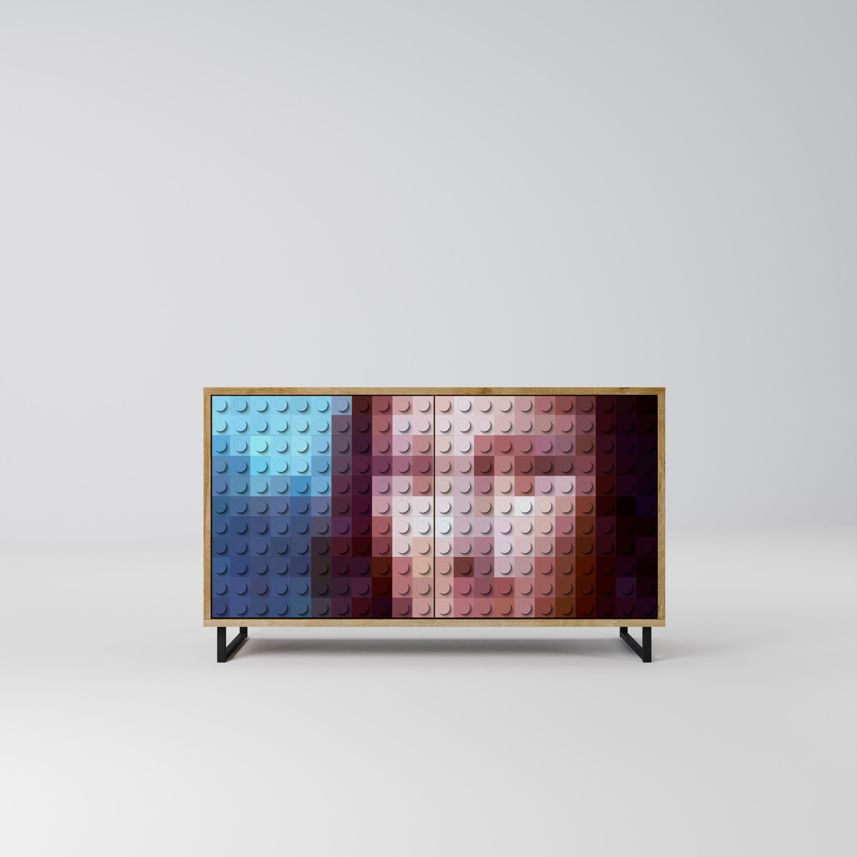 CONSTRUCTIVE ART Aparador de 2 Portas em Efeito Carvalho