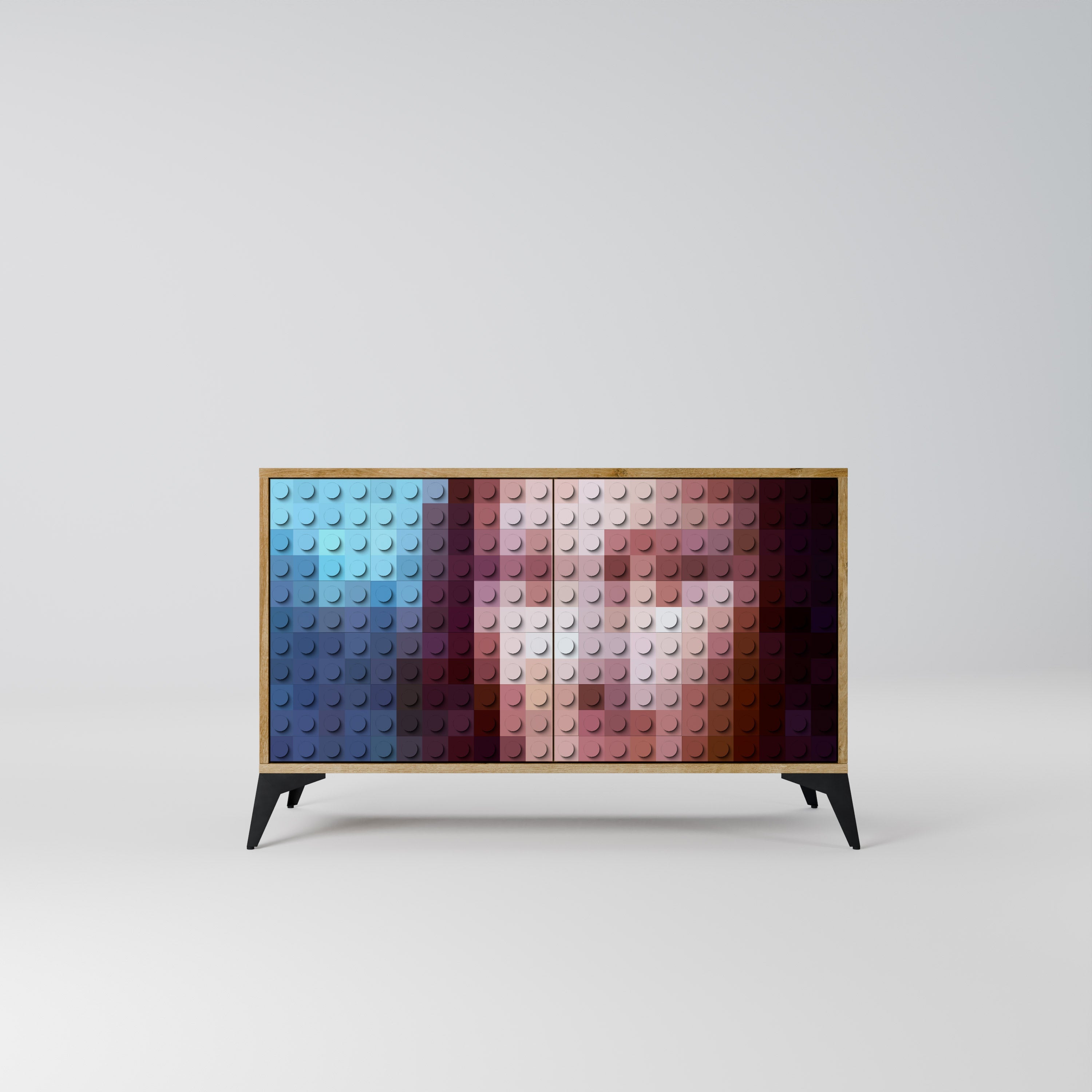 CONSTRUCTIVE ART Aparador de 2 Portas em Efeito Carvalho