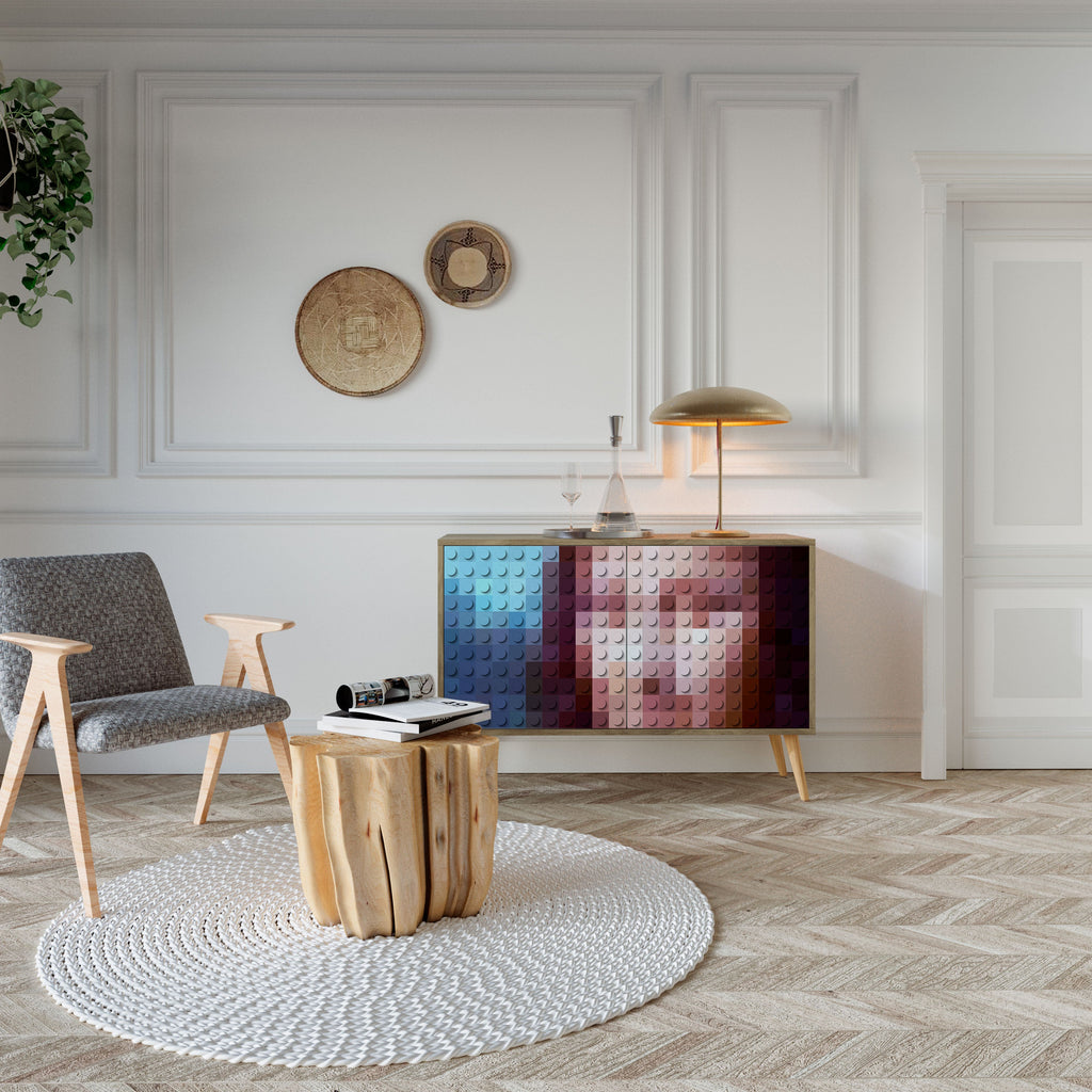 CONSTRUCTIVE ART Aparador de 2 Portas em Efeito Carvalho