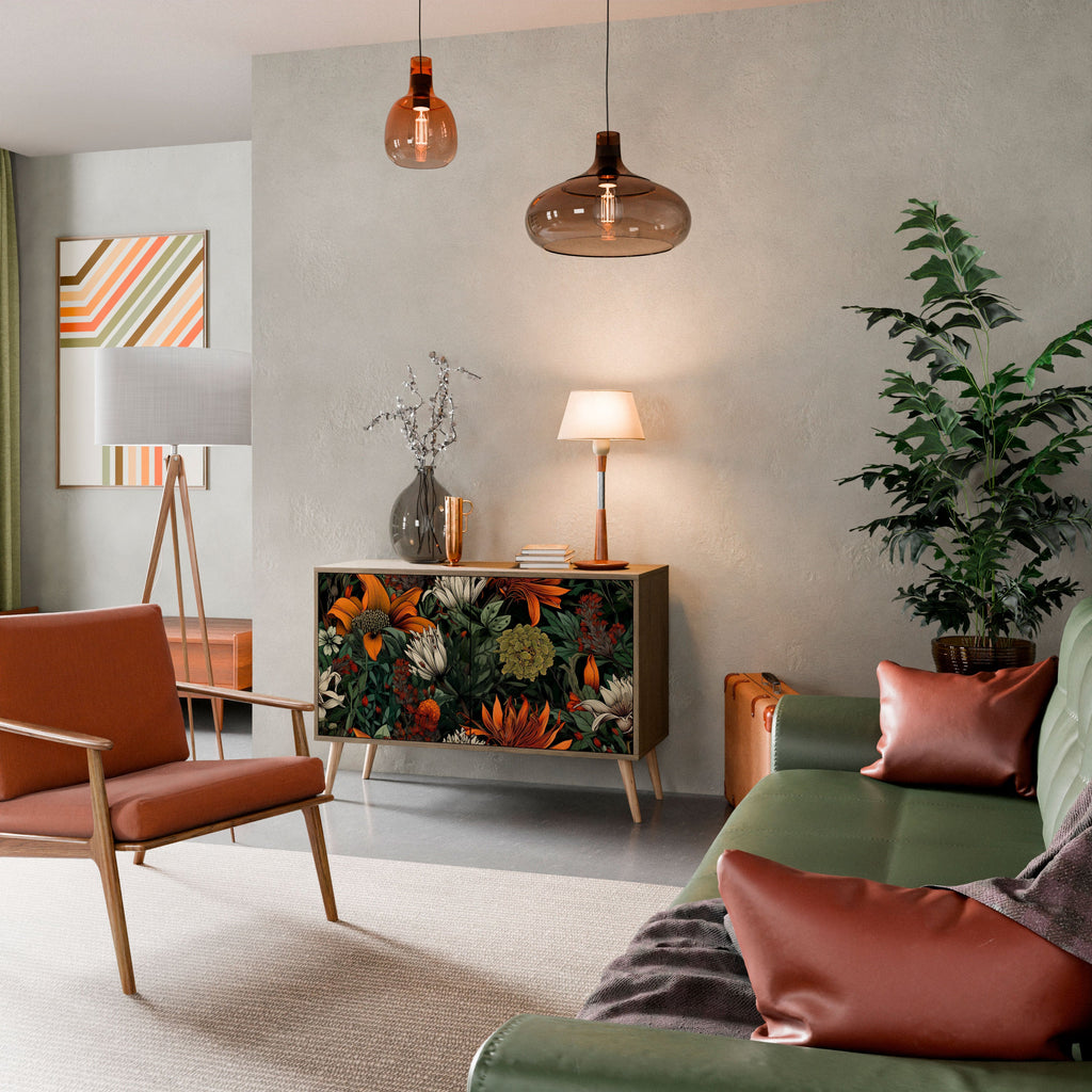 MIDNIGHT SPROUT Aparador de 2 Portas em Efeito Carvalho