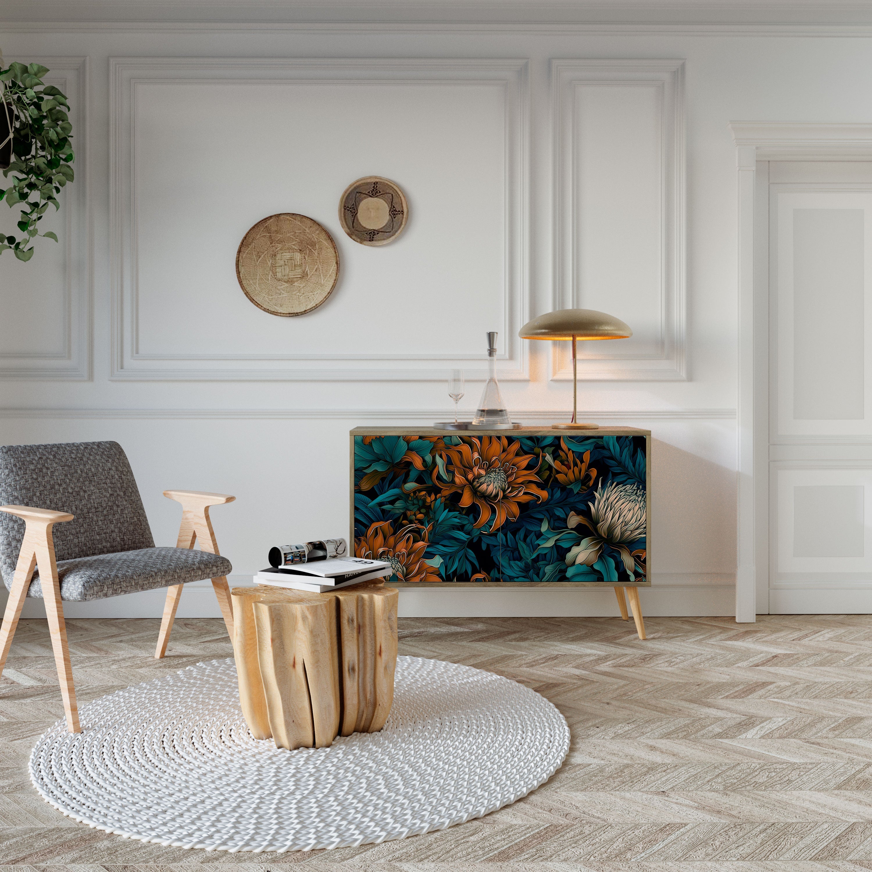 MORNING BLOOM Aparador de 2 Portas em Efeito Carvalho