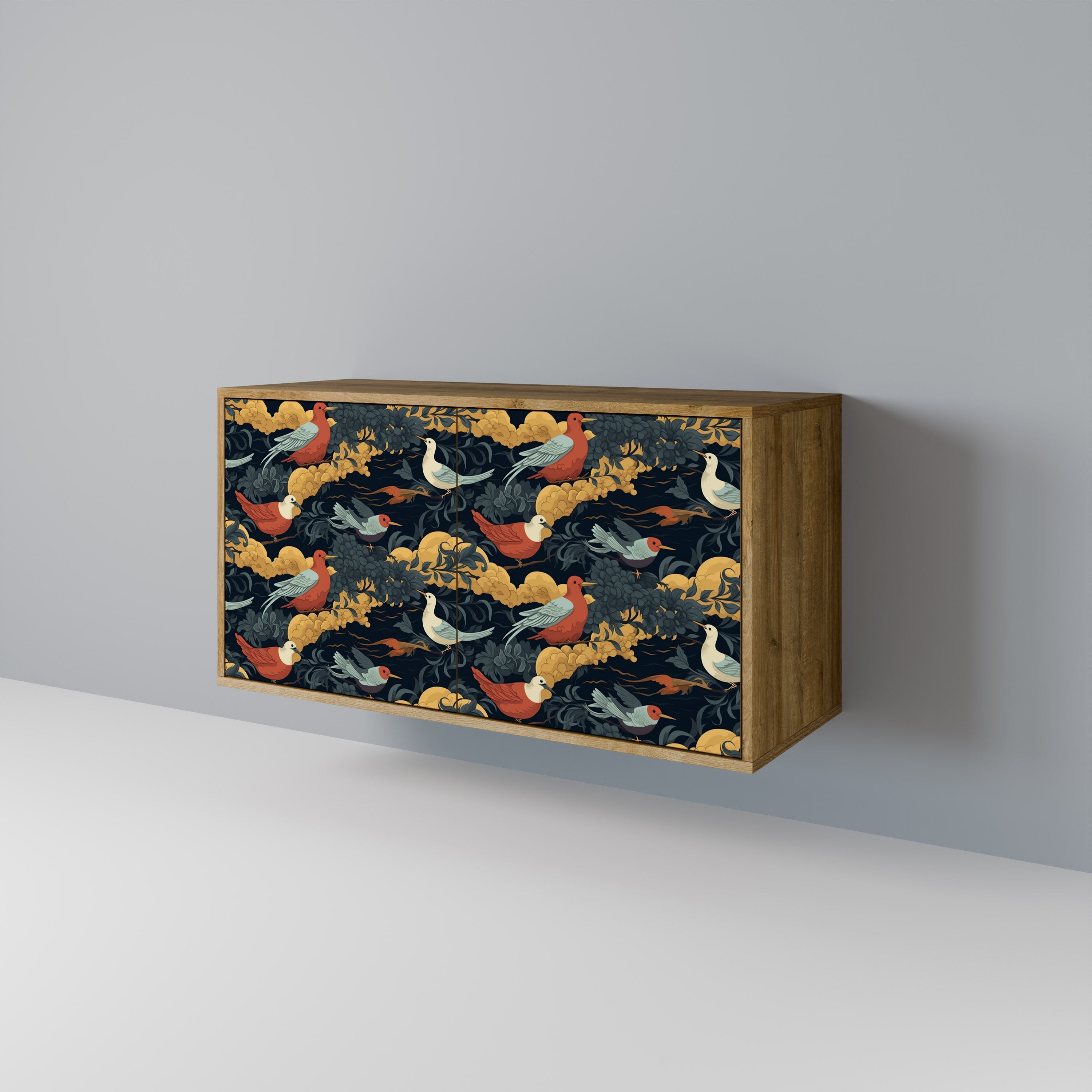 FOWLY DAZE Aparador de 2 Portas em Efeito Carvalho