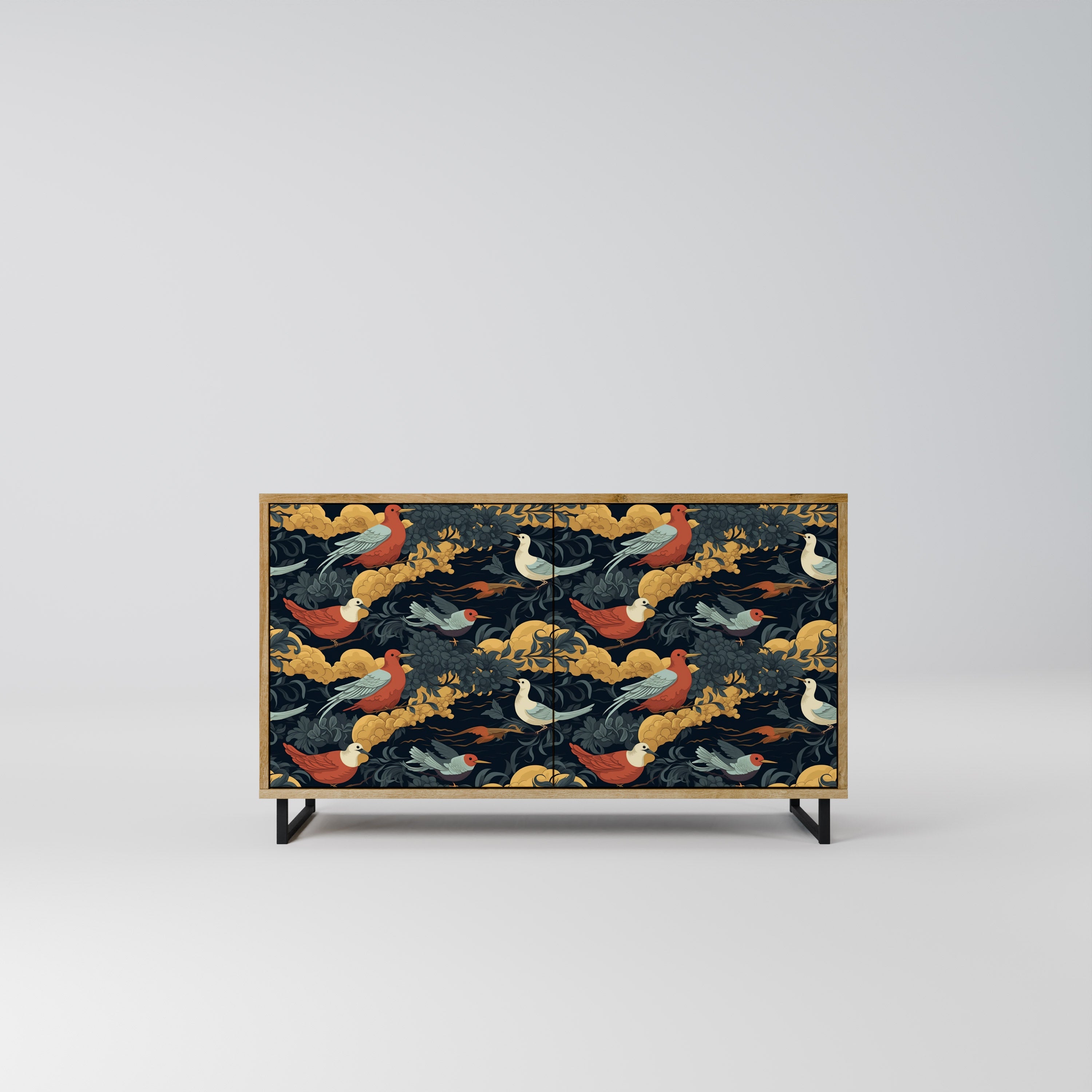 FOWLY DAZE Aparador de 2 Portas em Efeito Carvalho