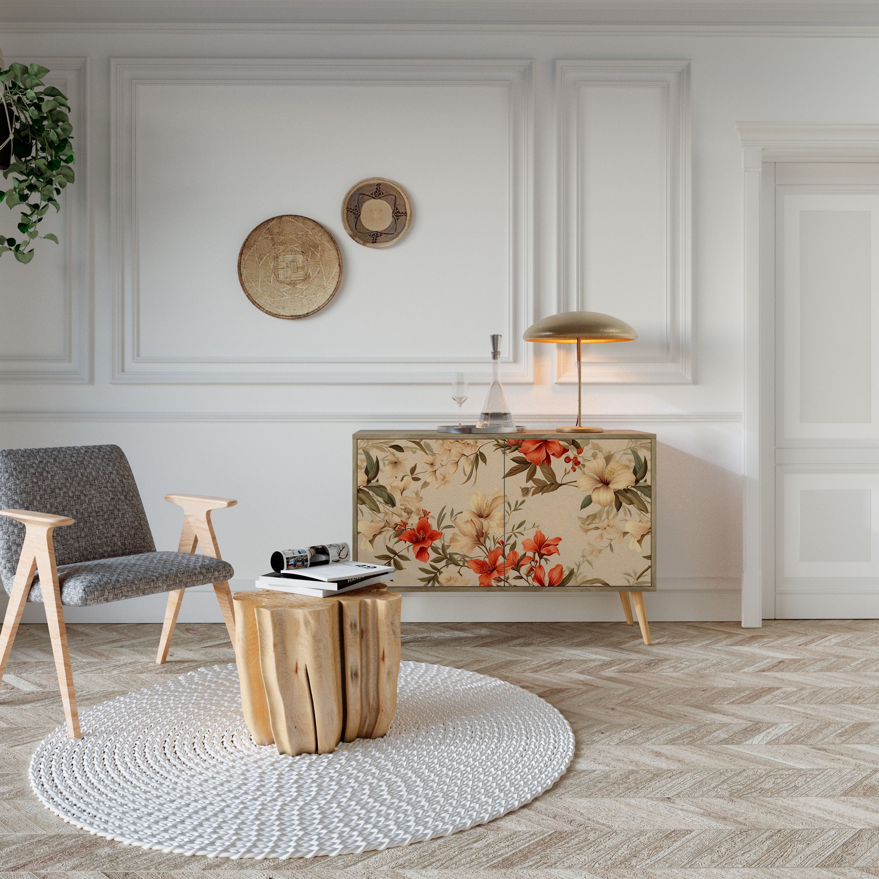 BLOOMING HARMONY Aparador de 2 Portas em Efeito Carvalho