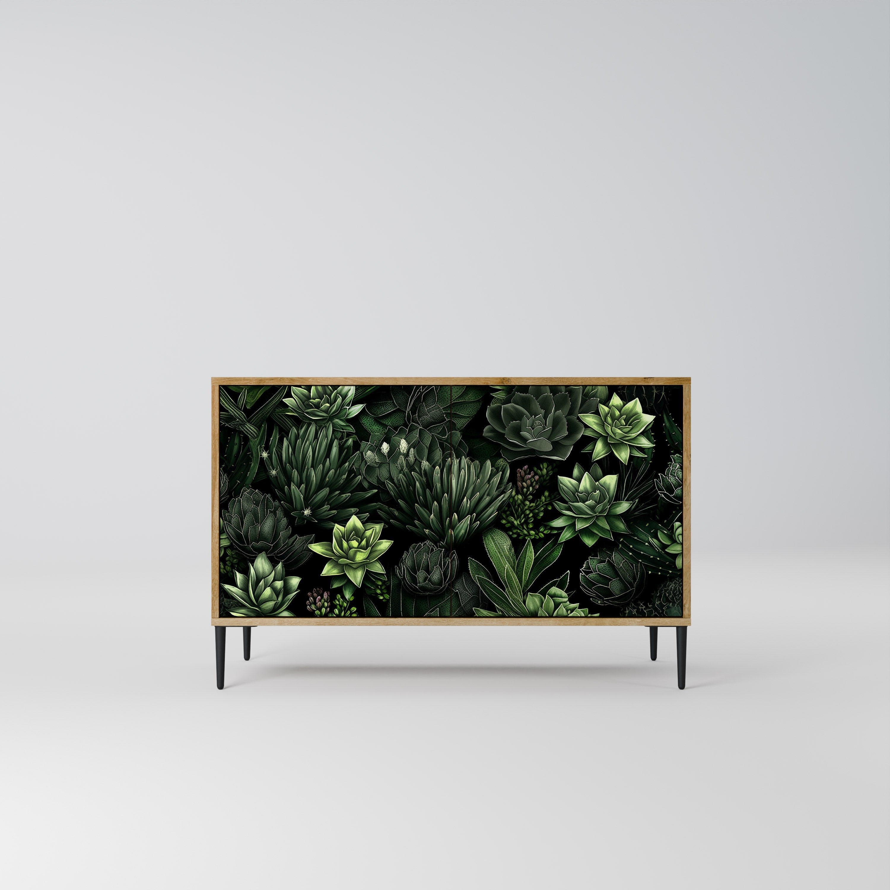 SUCCULENT JUNGLE Aparador de 2 Portas em Efeito Carvalho