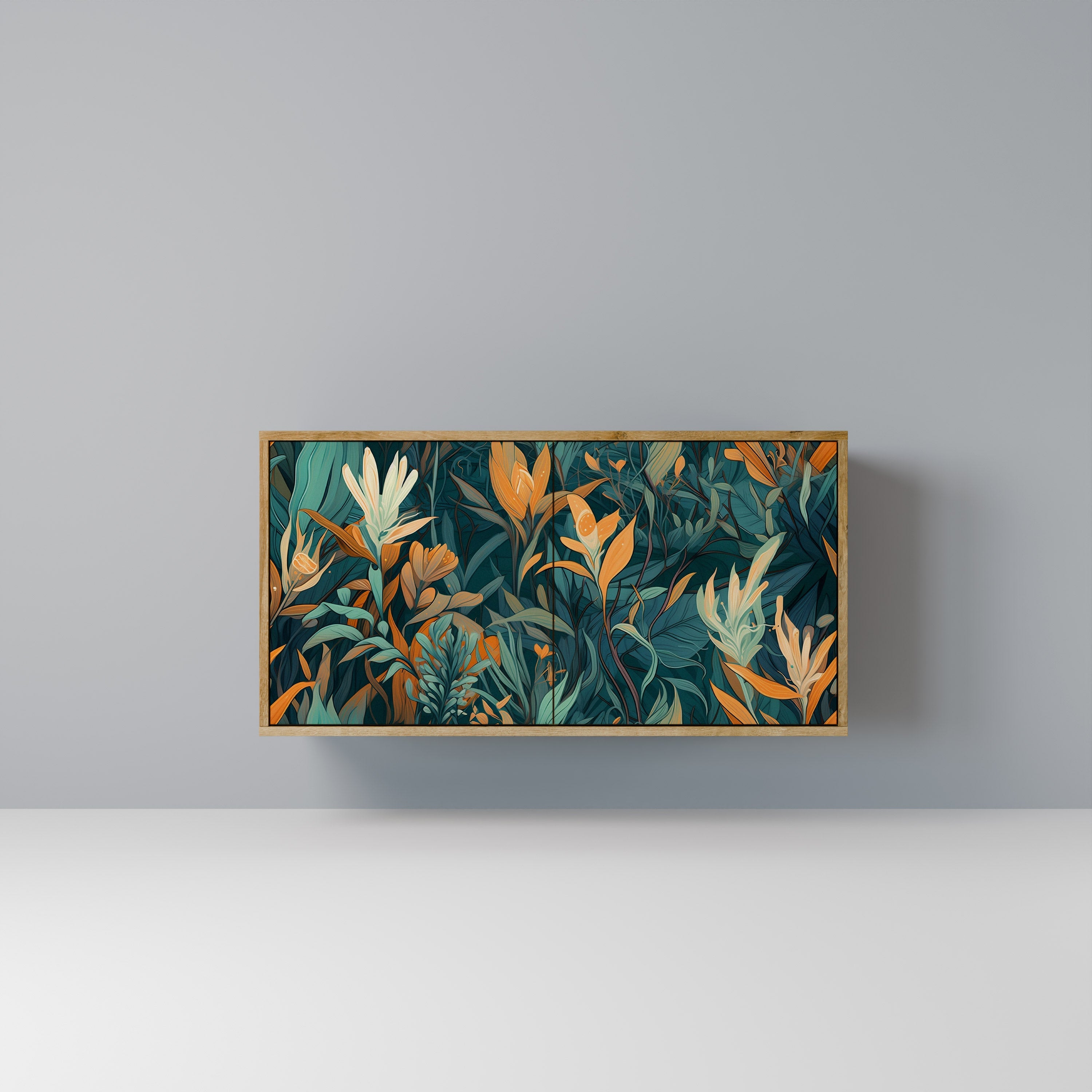 FLORAL SERENITY Aparador de 2 Portas em Efeito Carvalho