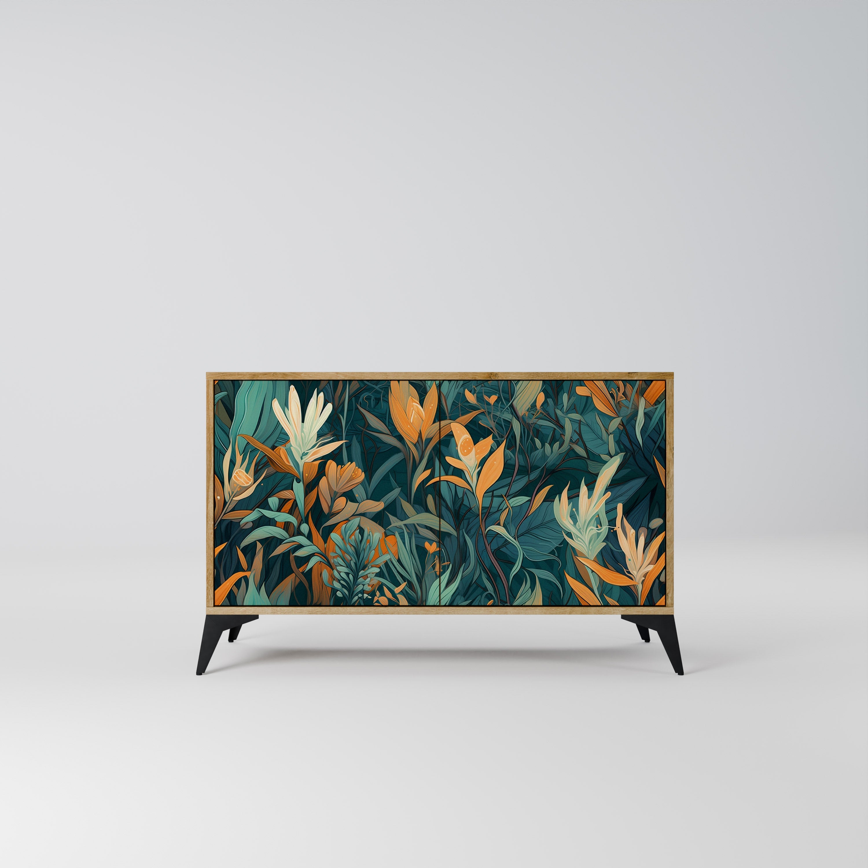 FLORAL SERENITY Aparador de 2 Portas em Efeito Carvalho