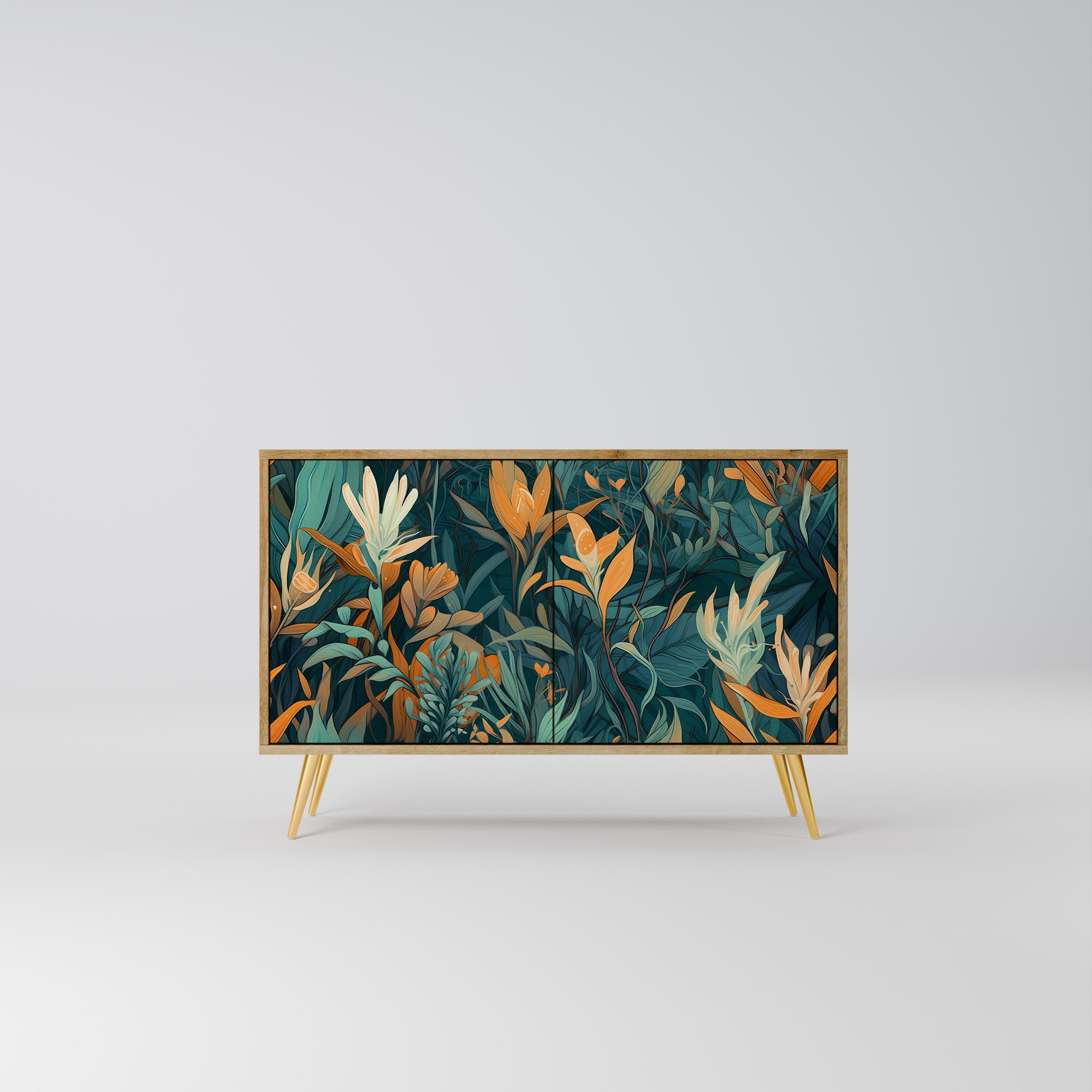 FLORAL SERENITY Aparador de 2 Portas em Efeito Carvalho