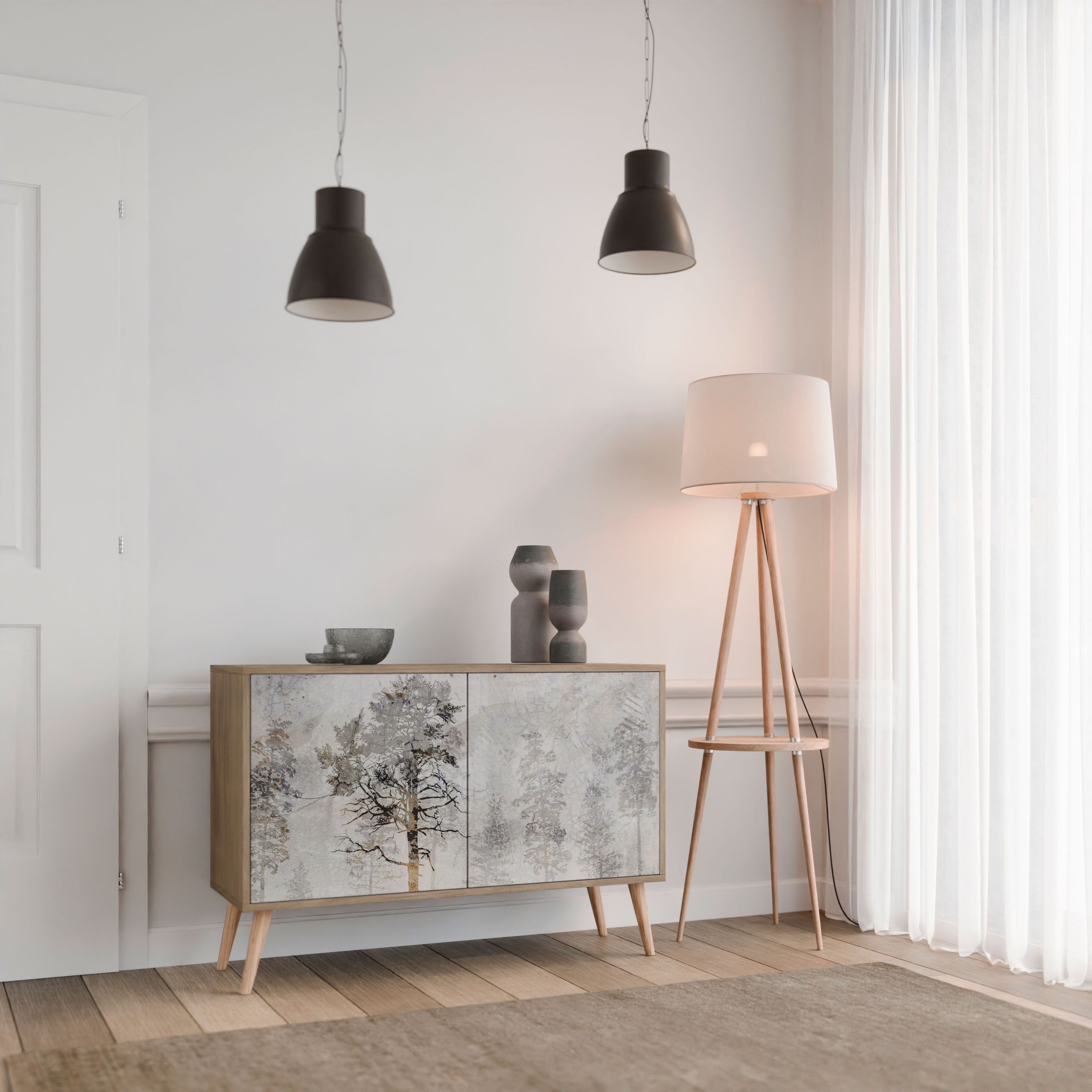 FADE IN THE TREES Aparador de 2 Portas em Efeito Carvalho