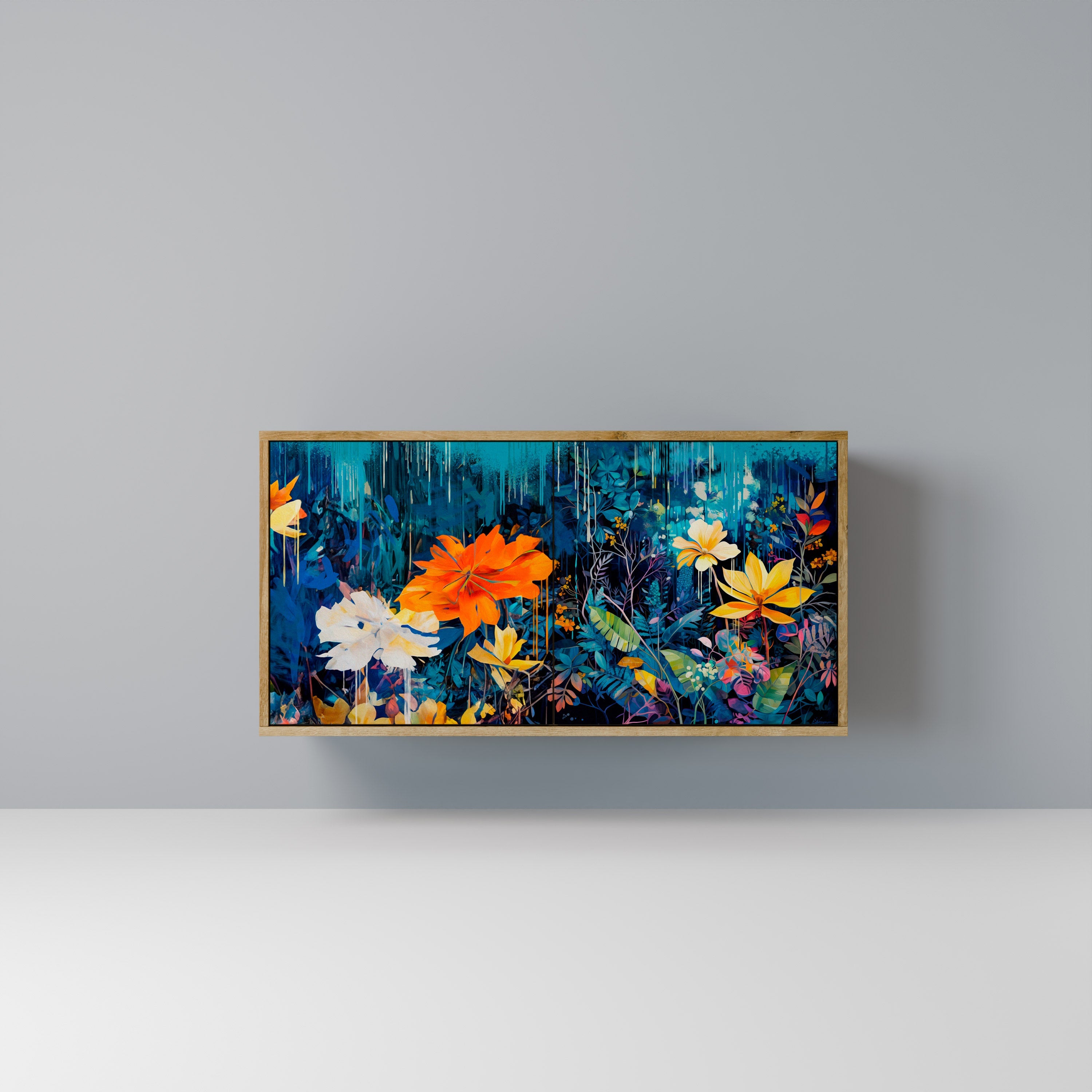 MIDNIGHT BLOSSOM Aparador de 2 Portas em Efeito Carvalho