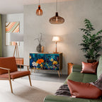 MIDNIGHT BLOSSOM Aparador de 2 Portas em Efeito Carvalho