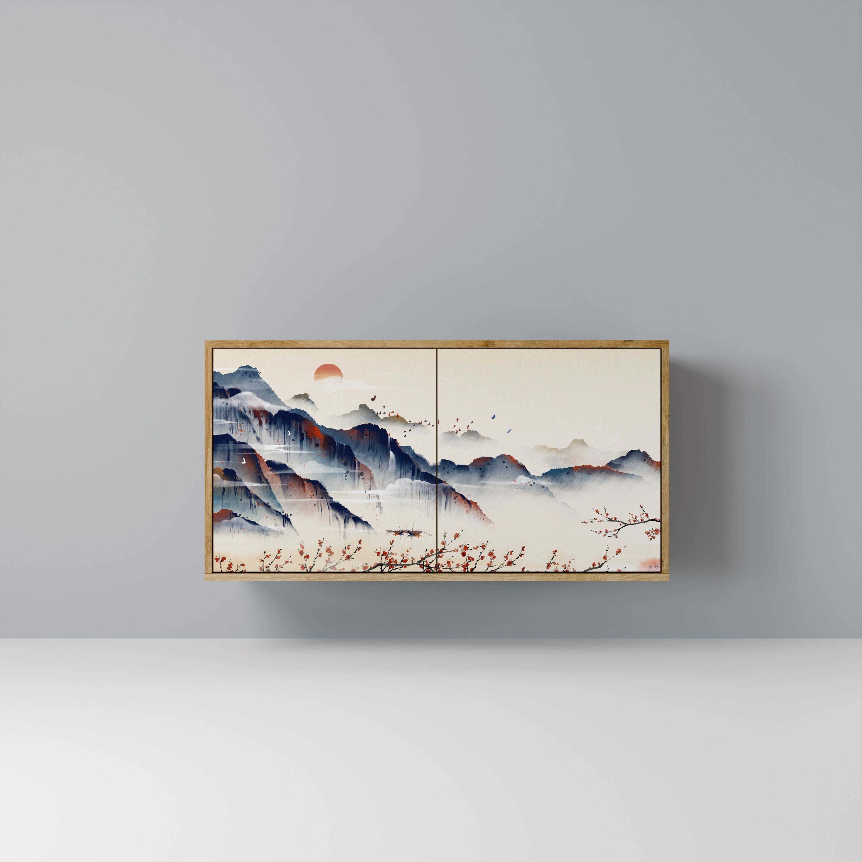 JAPANESE LANDSCAPE Aparador de 2 Portas em Efeito Carvalho