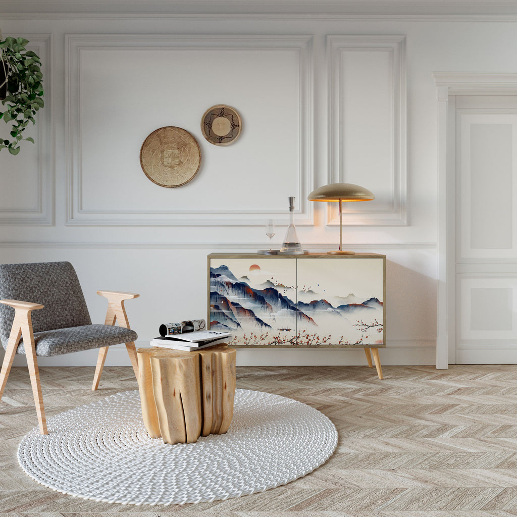 JAPANESE LANDSCAPE Aparador de 2 Portas em Efeito Carvalho