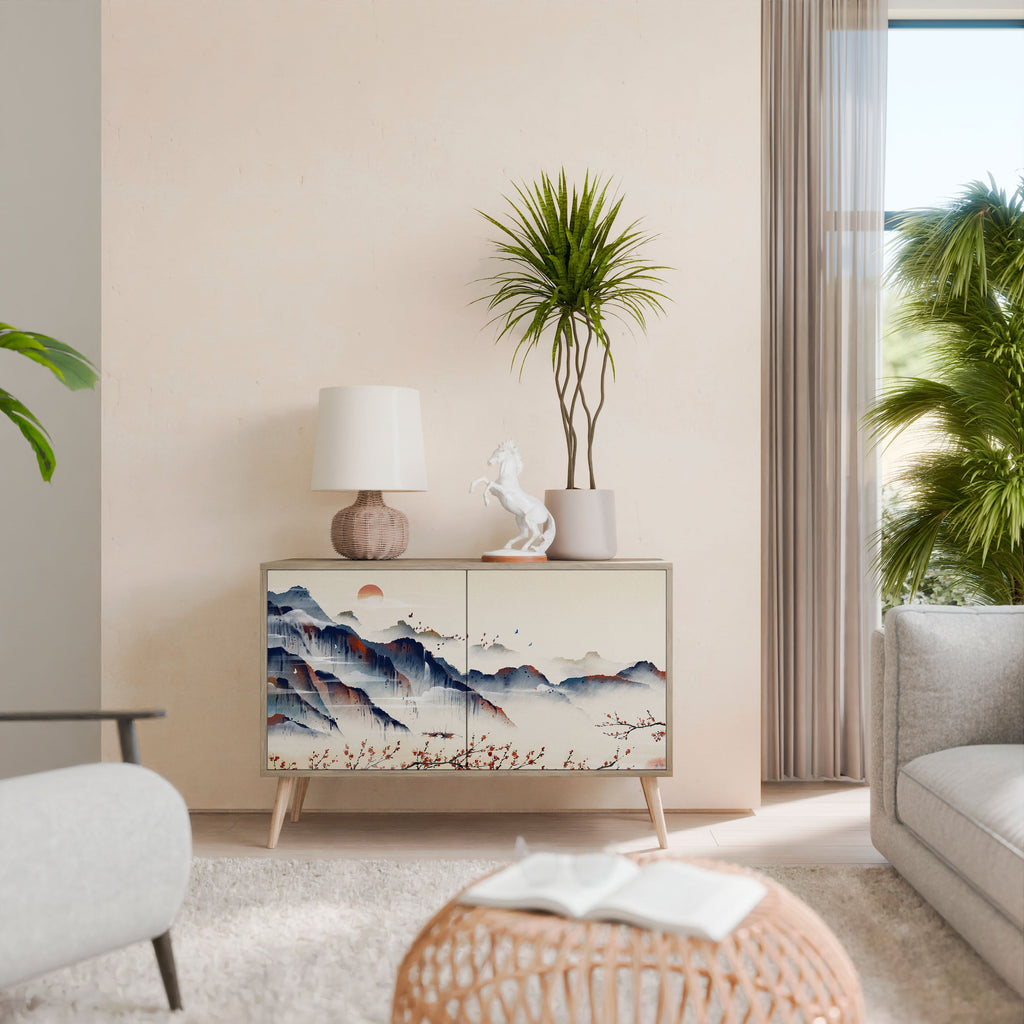 JAPANESE LANDSCAPE Aparador de 2 Portas em Efeito Carvalho
